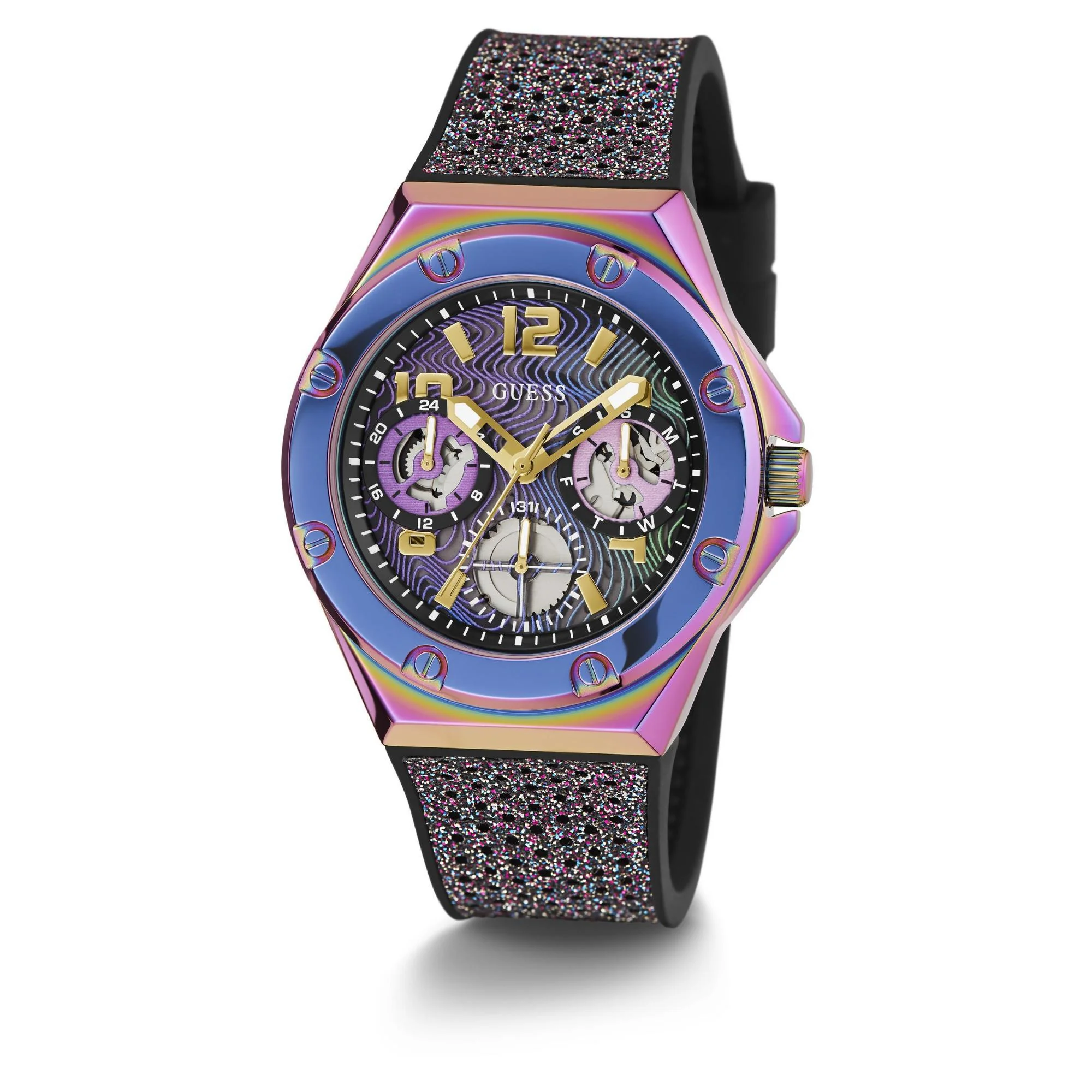 GUESS 2-Tone Iridescent Multi-Function Multicoloured Dial Ladies Watch GW0620L4 - Image 2