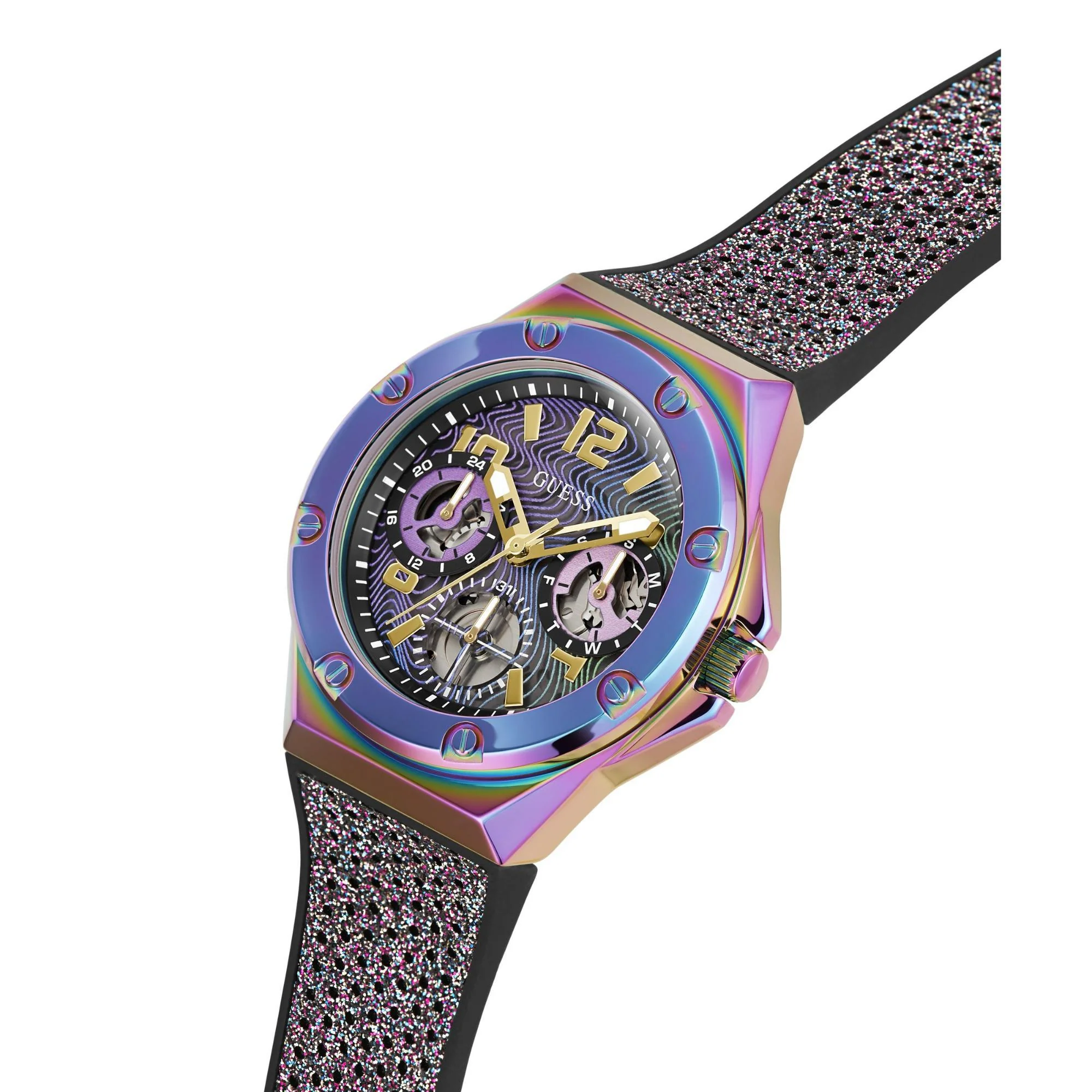 GUESS 2-Tone Iridescent Multi-Function Multicoloured Dial Ladies Watch GW0620L4 - Image 3