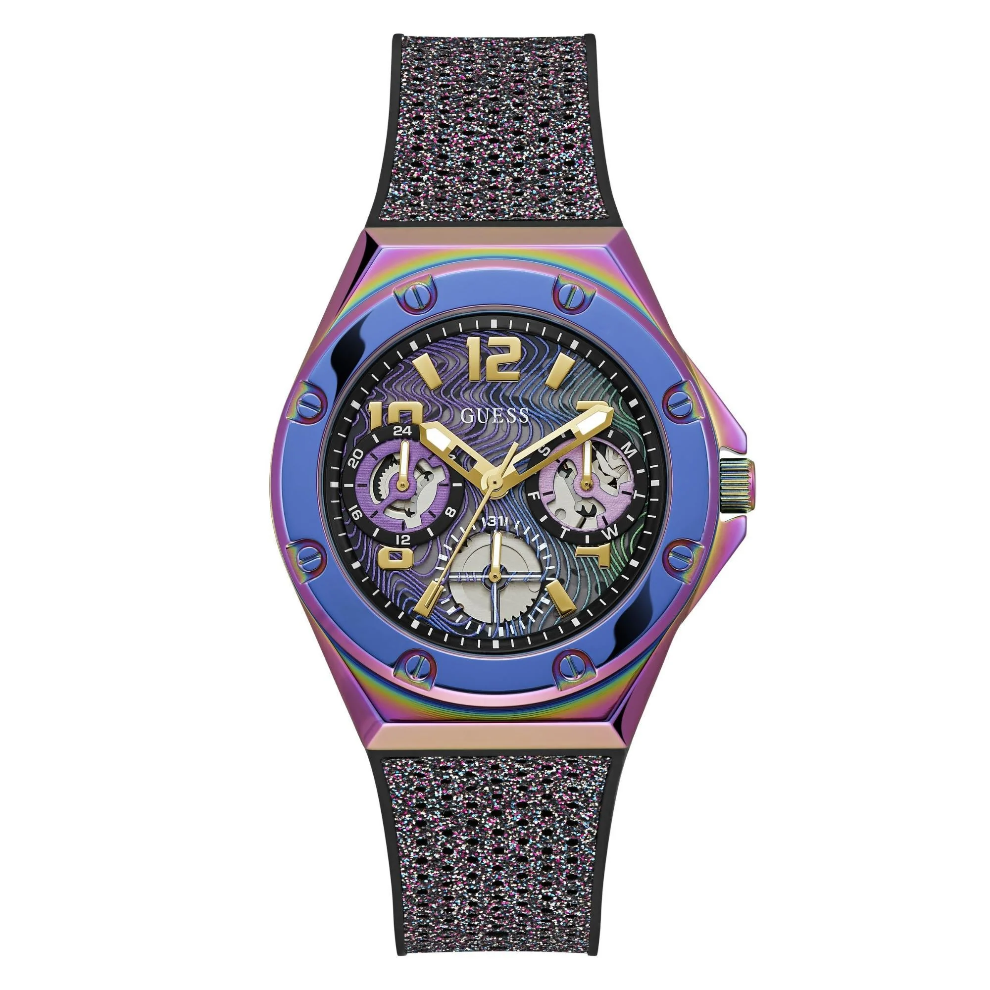 GUESS 2-Tone Iridescent Multi-Function Multicoloured Dial Ladies Watch GW0620L4 - Image 9