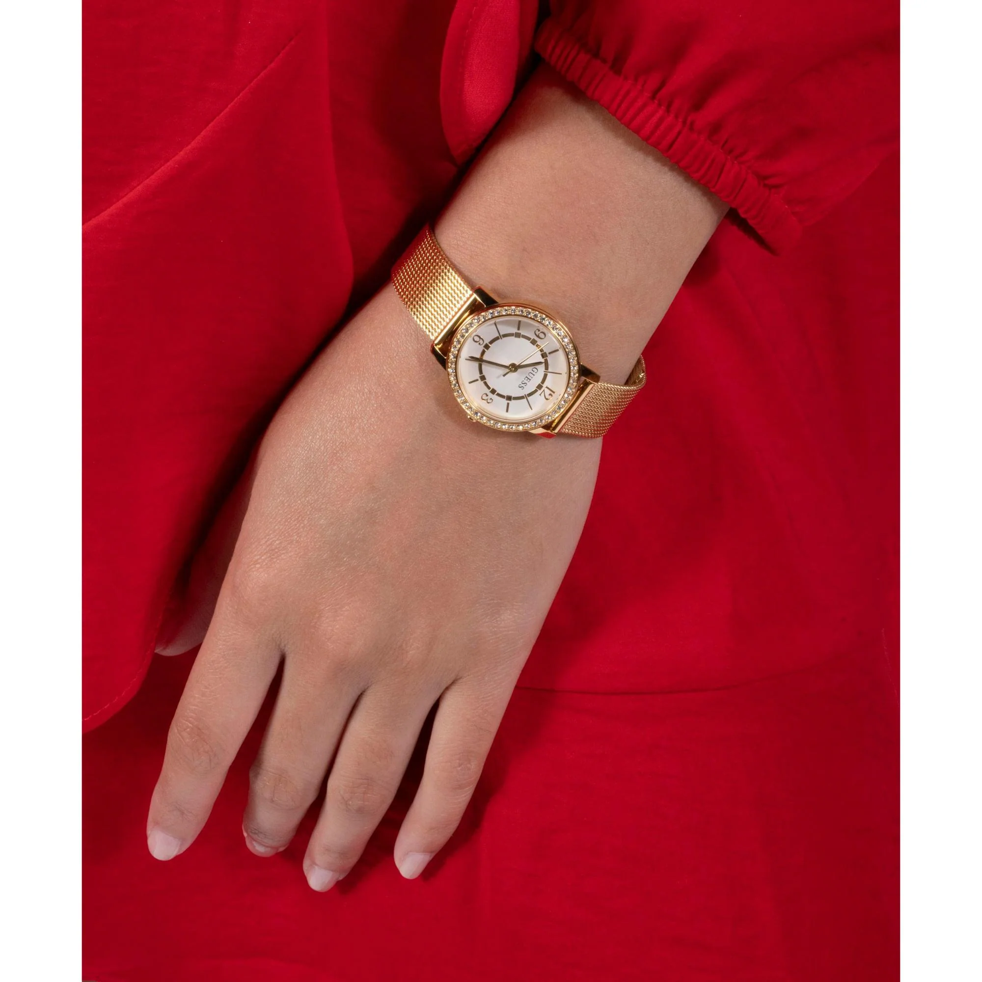 GUESS Gold Tone Analog White Dial Stainless Steel Strap Ladies Watch GW0534L2 - Image 7