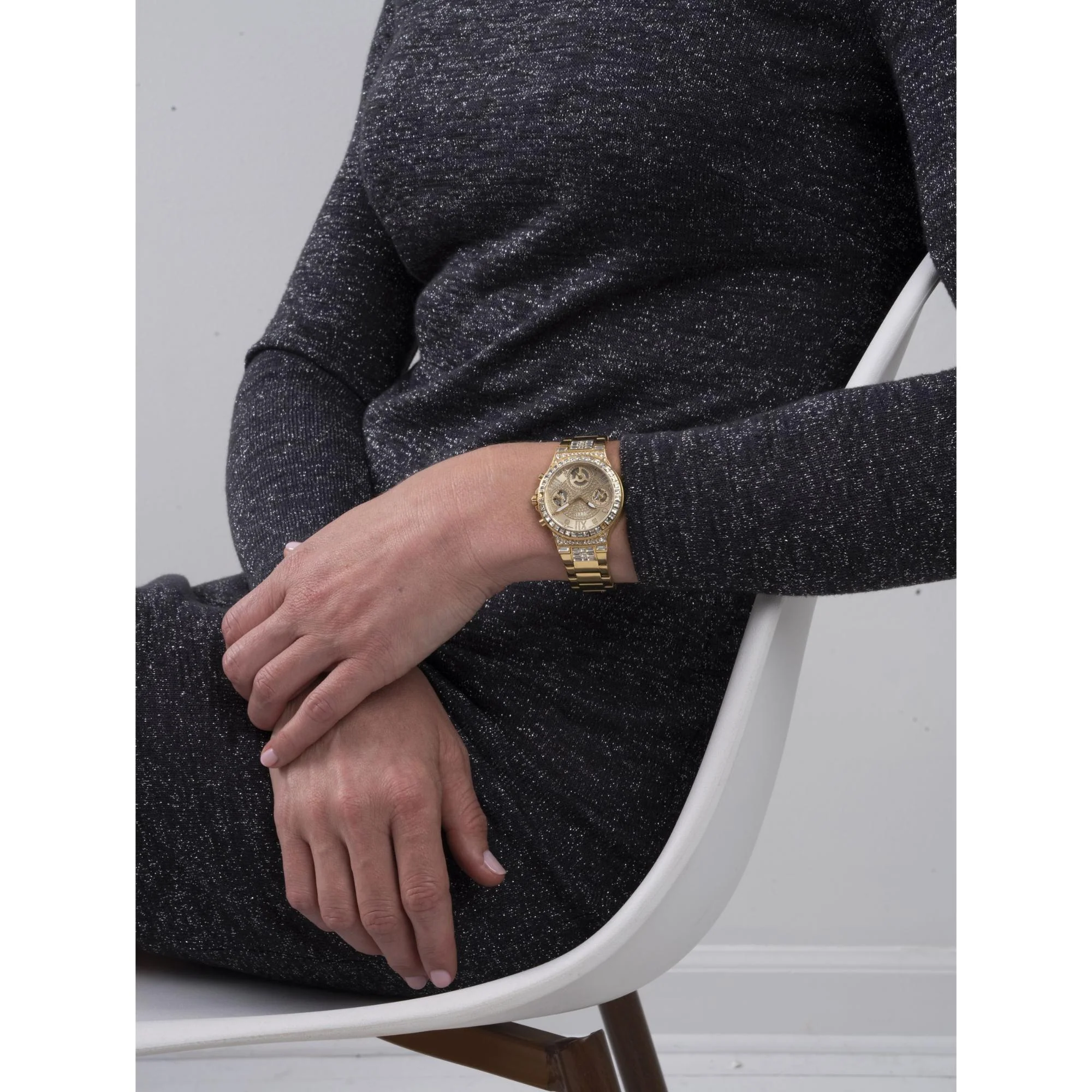 GUESS Gold Tone Multi-Function Stainless Steel Bracelet Champagne Dial Ladies Watch GW0320L2 - Image 4