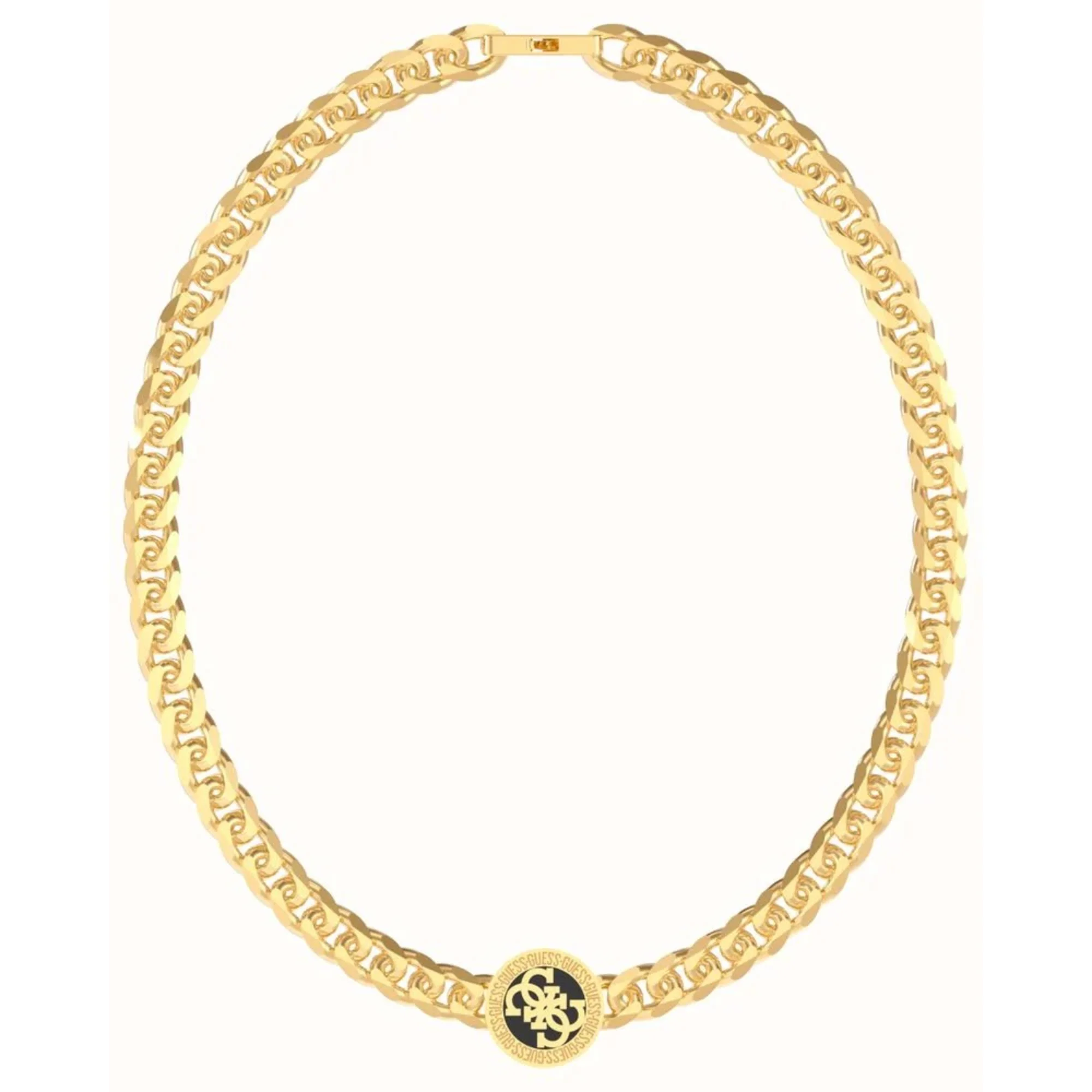 Guess Men’s 4G Icon Gold-Plated Chain and Black 4G Pendant Necklace UMN02112YGBK - Image 3