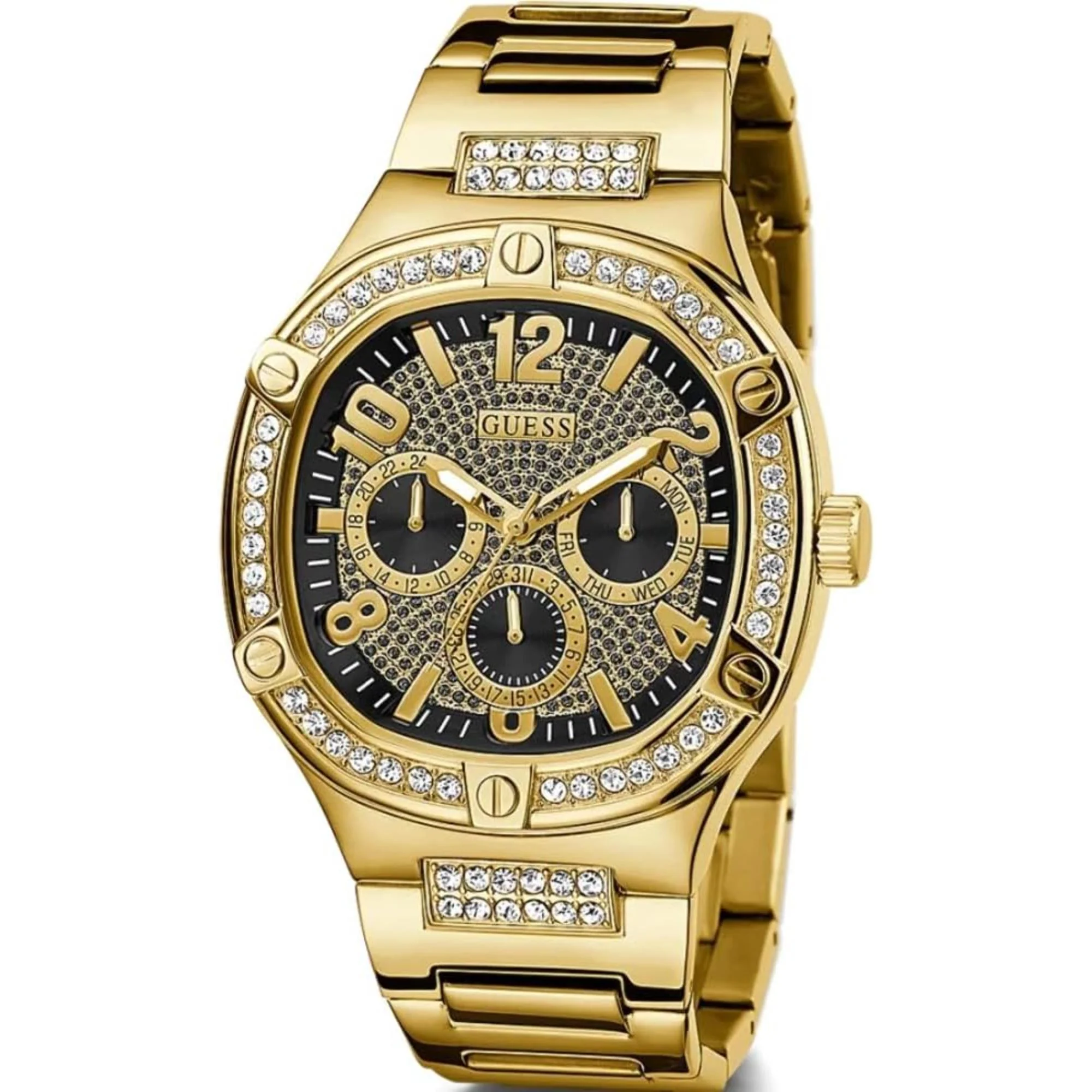Guess Men's Black and Gold Crystal Dial Gold Tone Stainless Steel Bracelet Watch GW0576G2 - Image 10