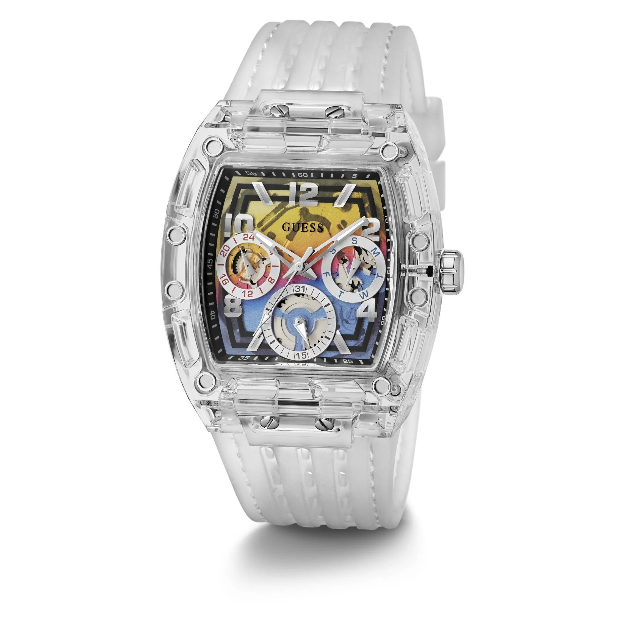 GUESS Men’s Clear Multi-Function Watch with Stainless Steel Strap GW0499G3 - Image 2
