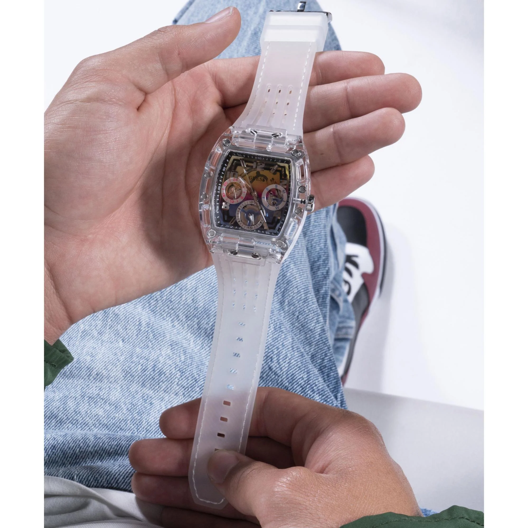 GUESS Men’s Clear Multi-Function Watch with Stainless Steel Strap GW0499G3 - Image 9