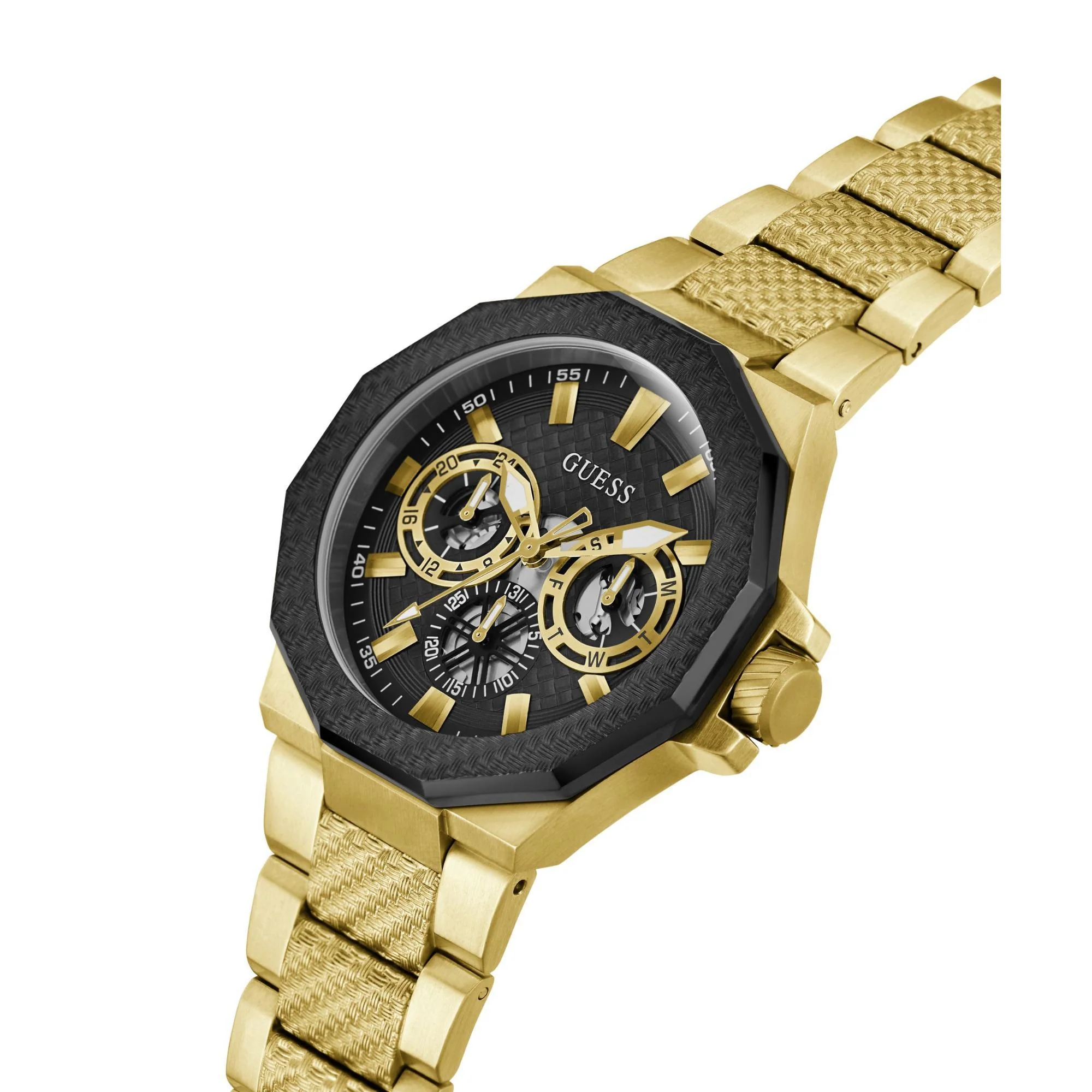 GUESS Gold 2-Tone Multi-Function Stainless Steel Black Dial Men's Watch GW0636G2 - Image 3