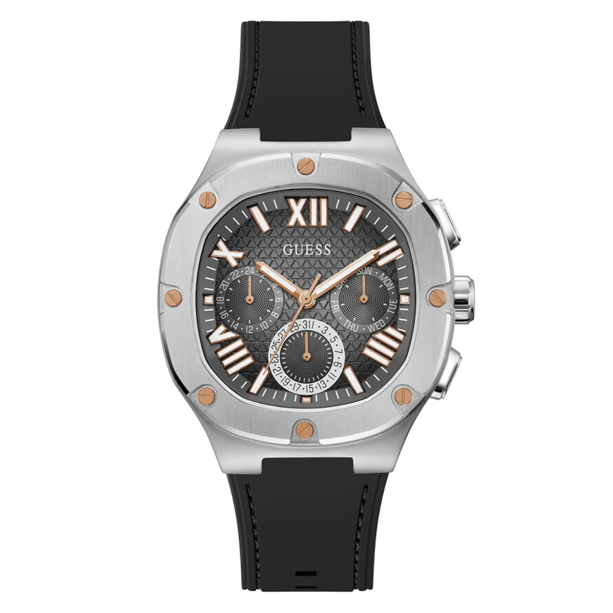 Guess Men's Textured Black Dial Black Silicone Strap Watch GW0571G1 - Image 10