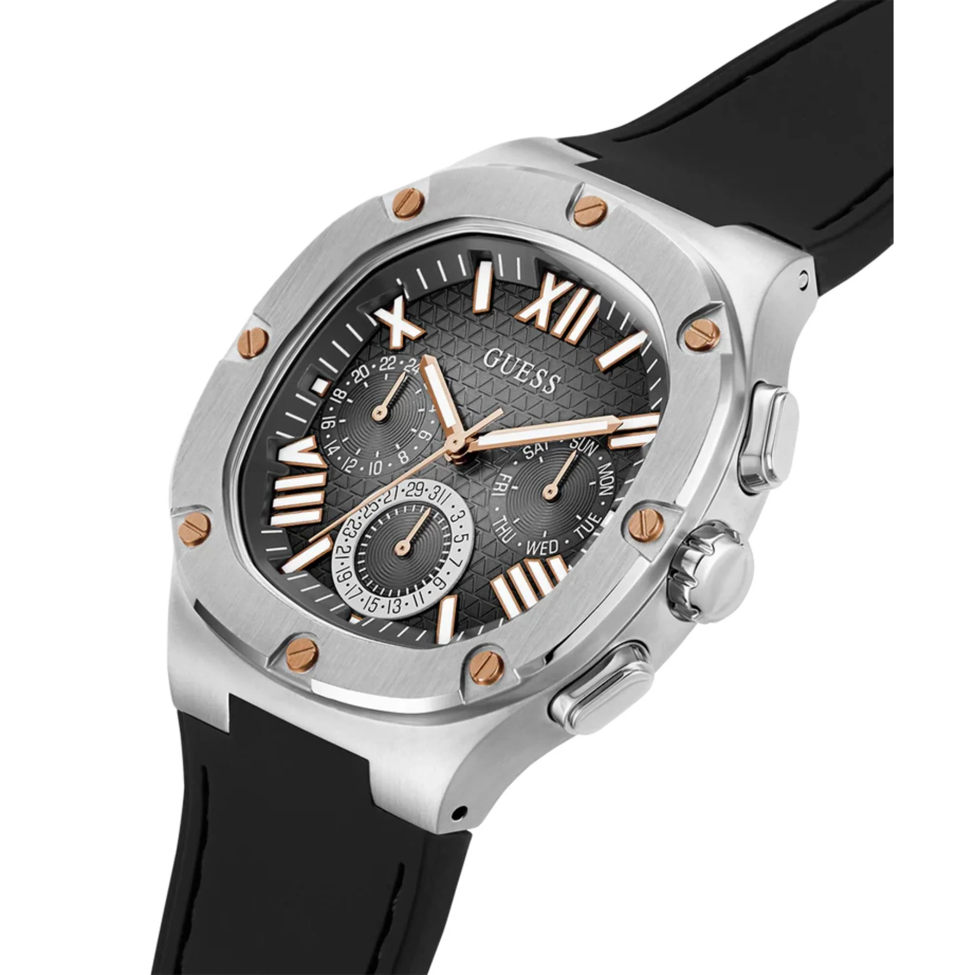 Guess Men's Textured Black Dial Black Silicone Strap Watch GW0571G1 - Image 2