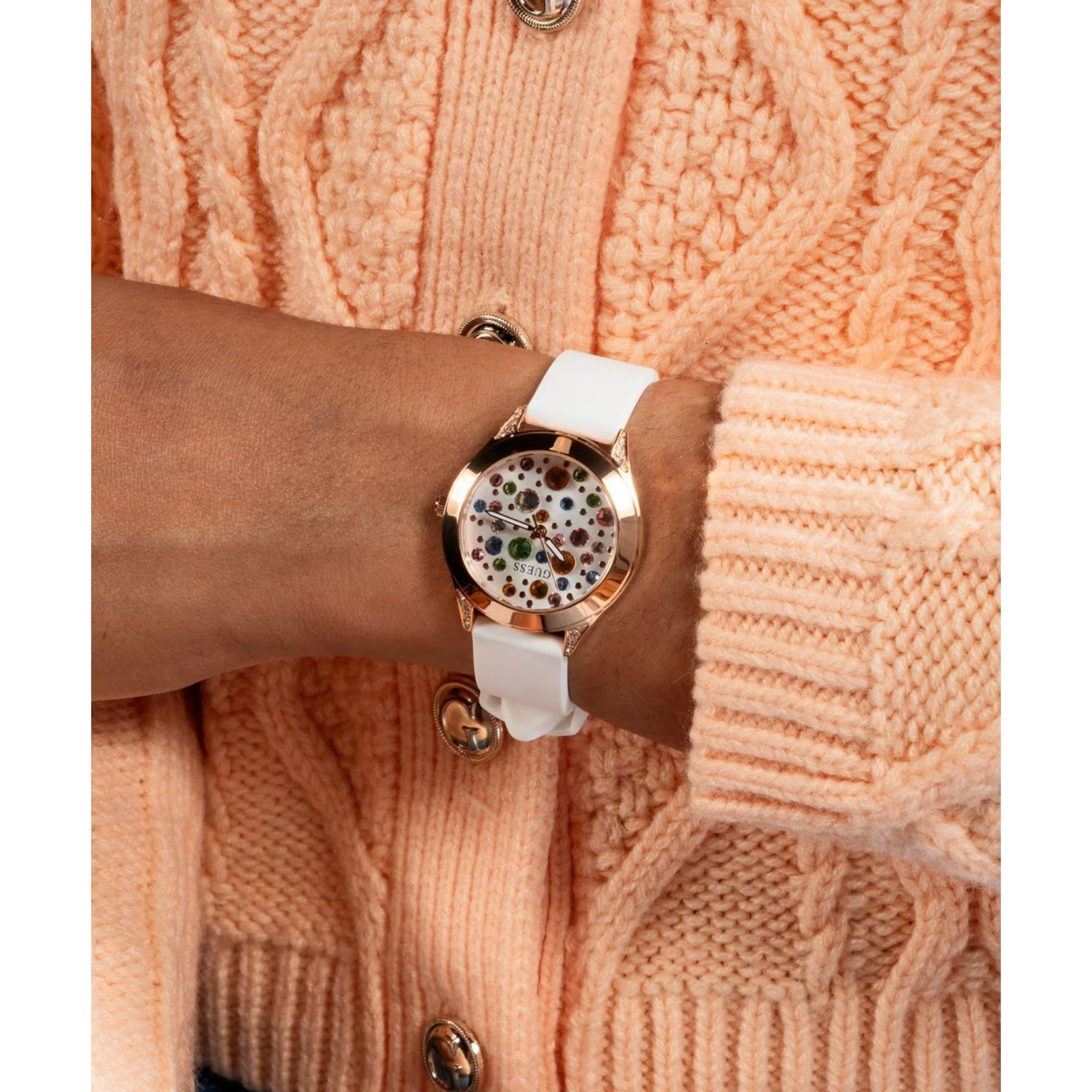 Guess Mini Wonderlust White Dial Silicone Strap Women's Watch GW0678L4 - Image 13