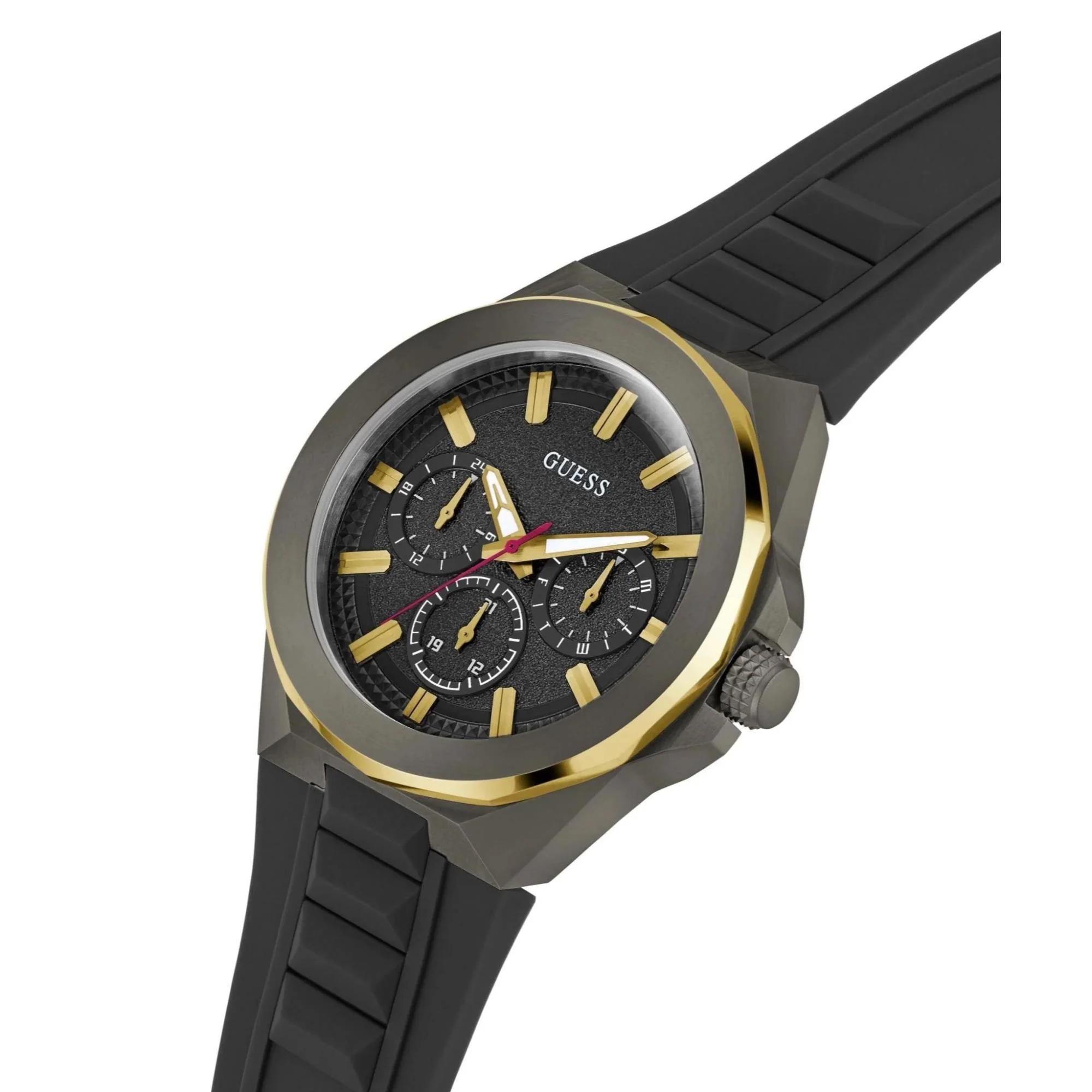 GUESS Multifunction Quartz Analogue Black Dial Silicone Strap Men’s Watch GW0799G1 - Image 4