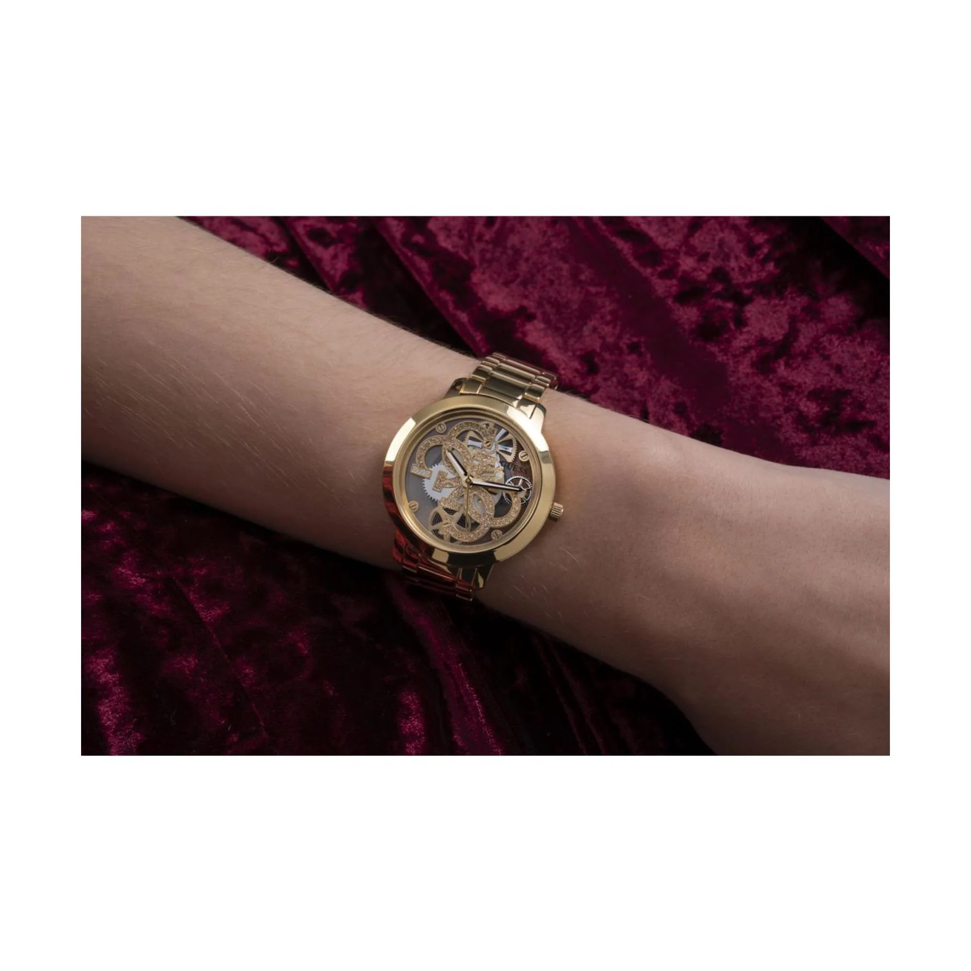 Guess Quatro Clear Gold Dial Stainless Steel Strap Women's Watch GW0300L2 - Image 2