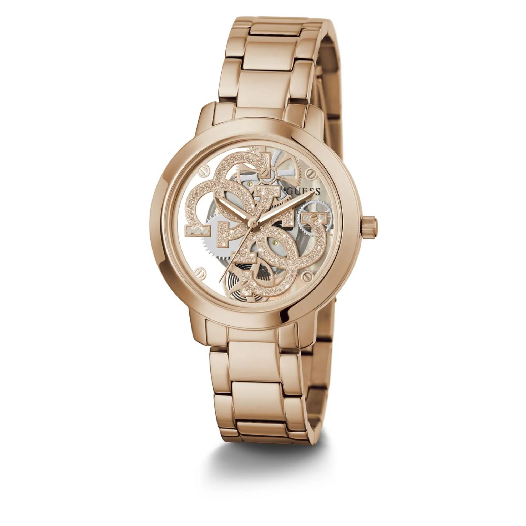 Guess Quattro Clear Rose Gold Dial Stainless Steel Strap Women's Watch GW0300L3 - Image 11
