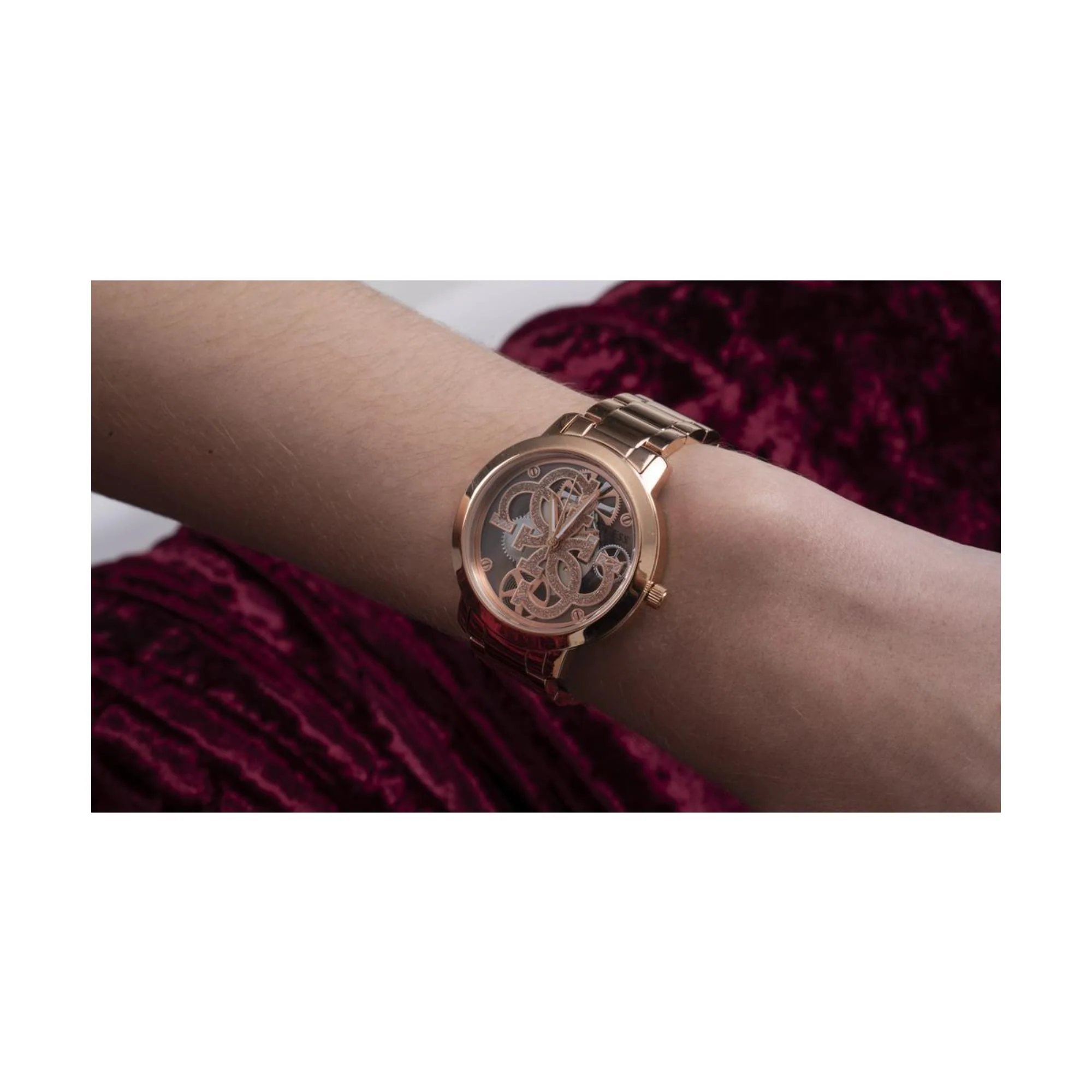 Guess Quattro Clear Rose Gold Dial Stainless Steel Strap Women's Watch GW0300L3 - Image 2