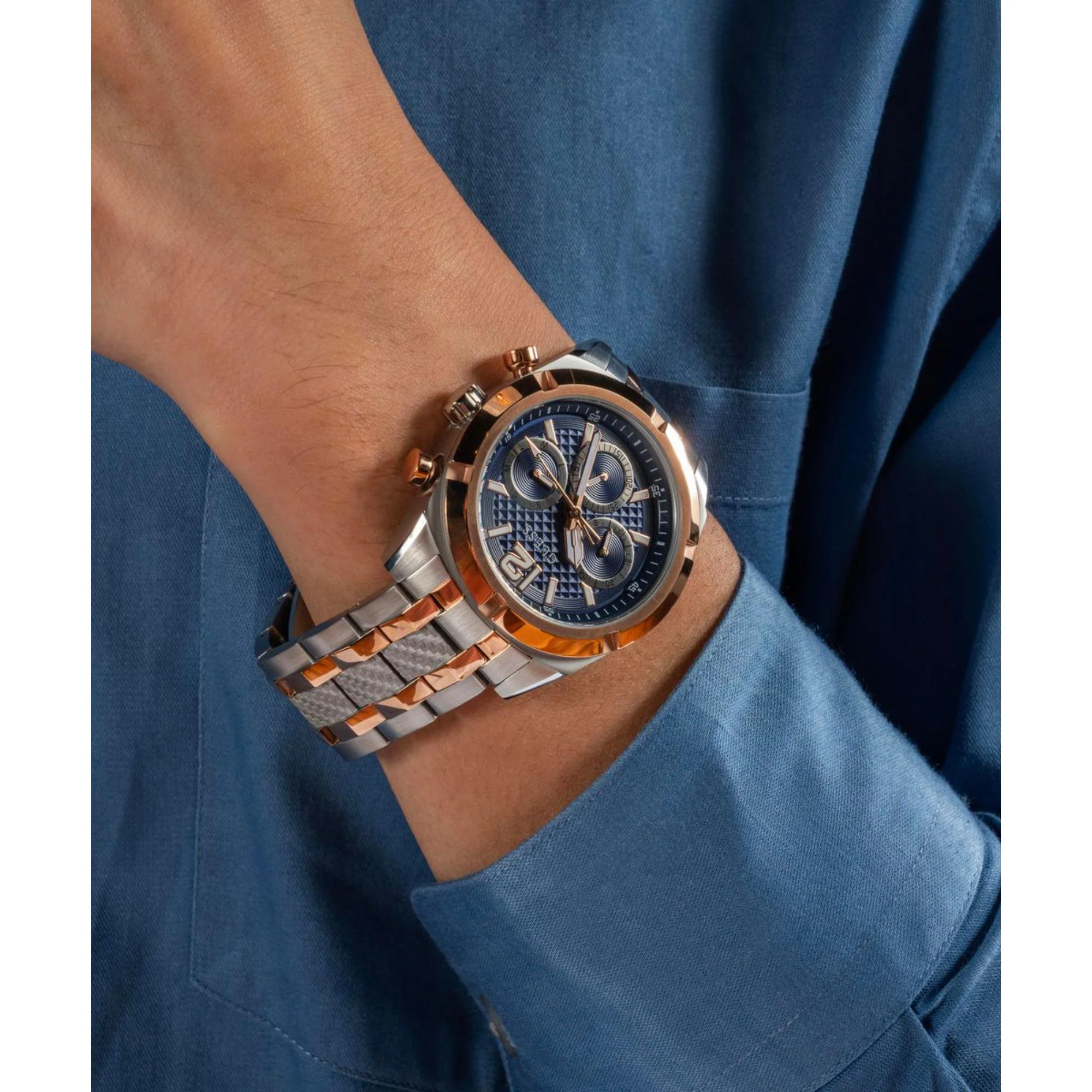 Guess Resistance Blue Dial Stainless Steel Strap Men's Watch GW0714G3 - Image 11