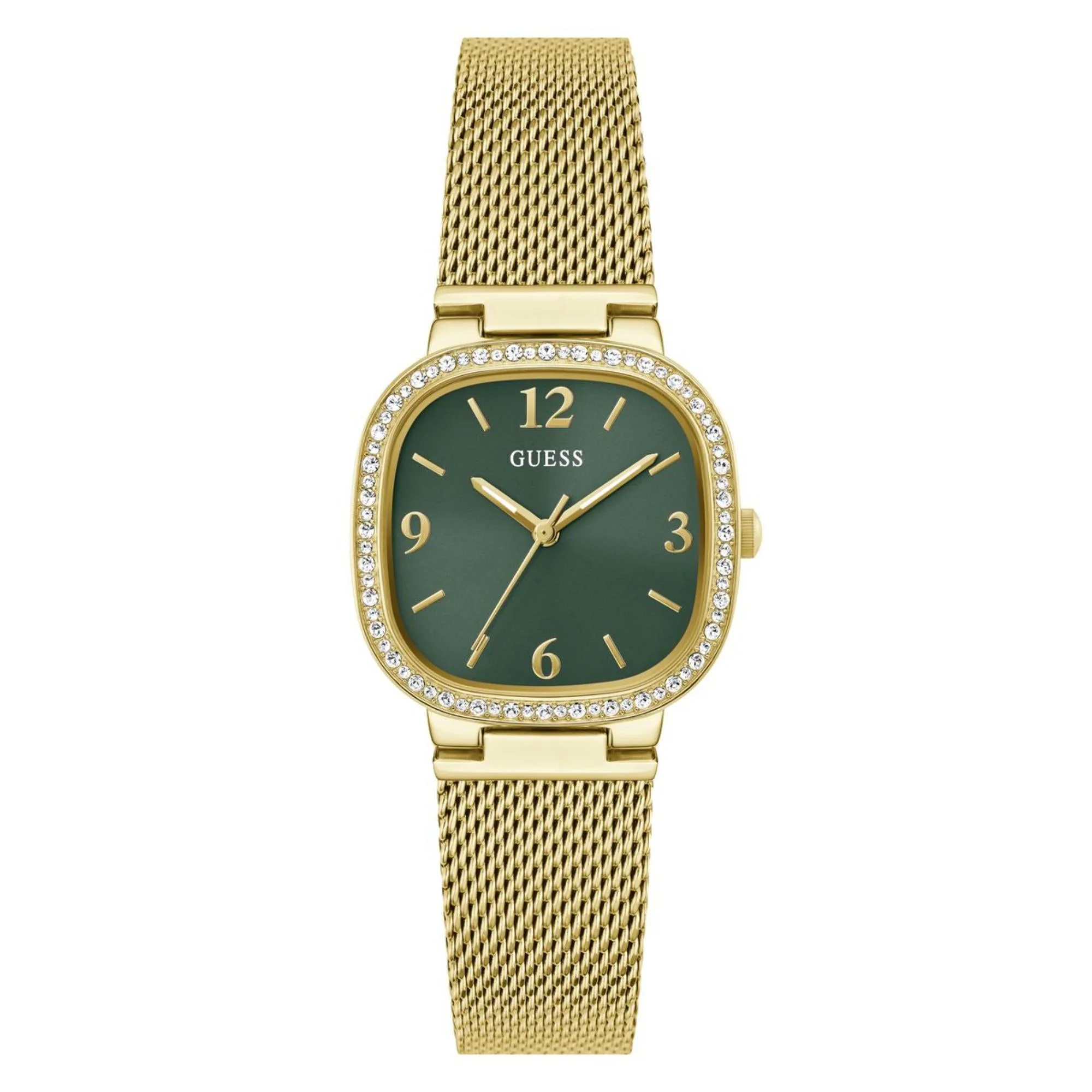 Guess Tapestry Rounded Square Green Dial Steel Mesh Strap Women's Watch GW0354L5 - Image 7