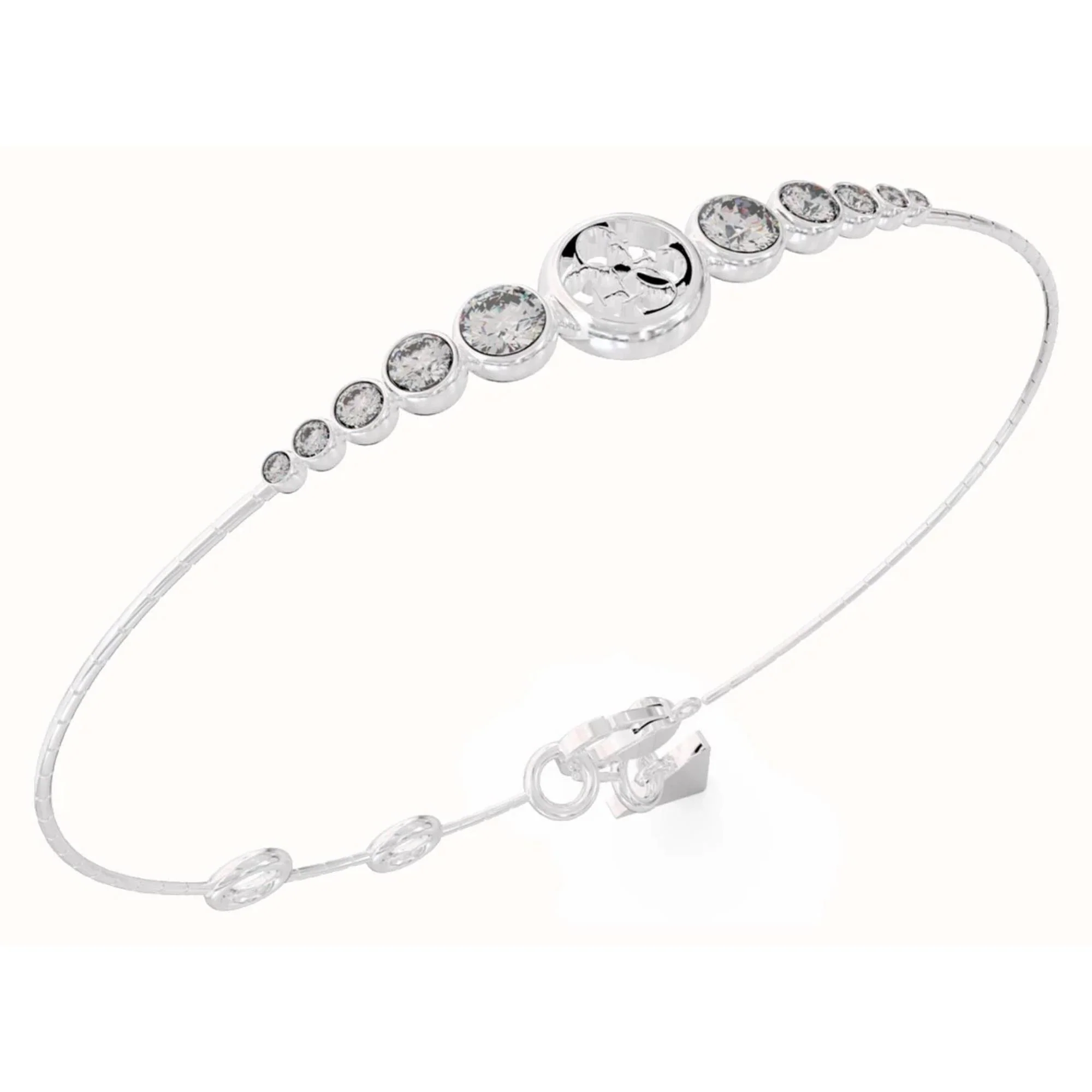 Guess Women’s Perfect Illusion Rhodium-Plated 4G Crystal Bracelet UBB03371RHL - Image 3