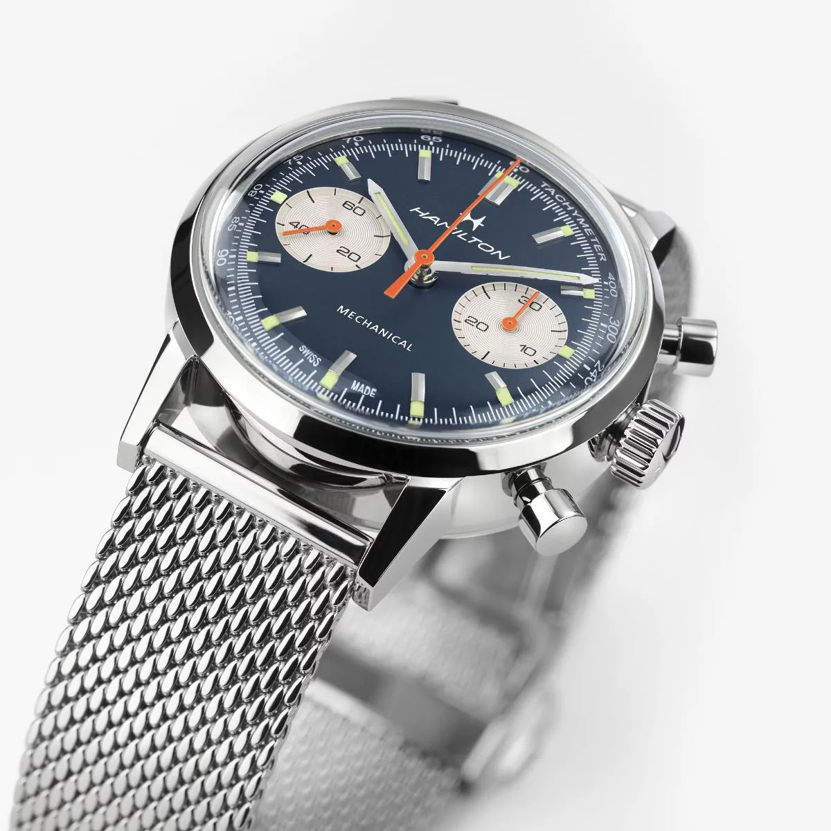 Hamilton American Classic Intra-Matic Chronograph H Blue Dial Leather Strap Unisex Watch H38429541 - Image 9