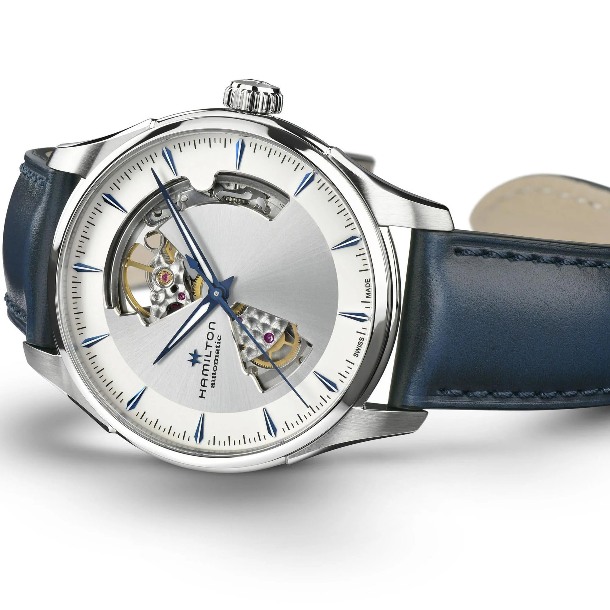 Hamilton Jazzmaster Open Heart Automatic Silver Dial Leather Strap Men's Watch H32675650 - Image 3