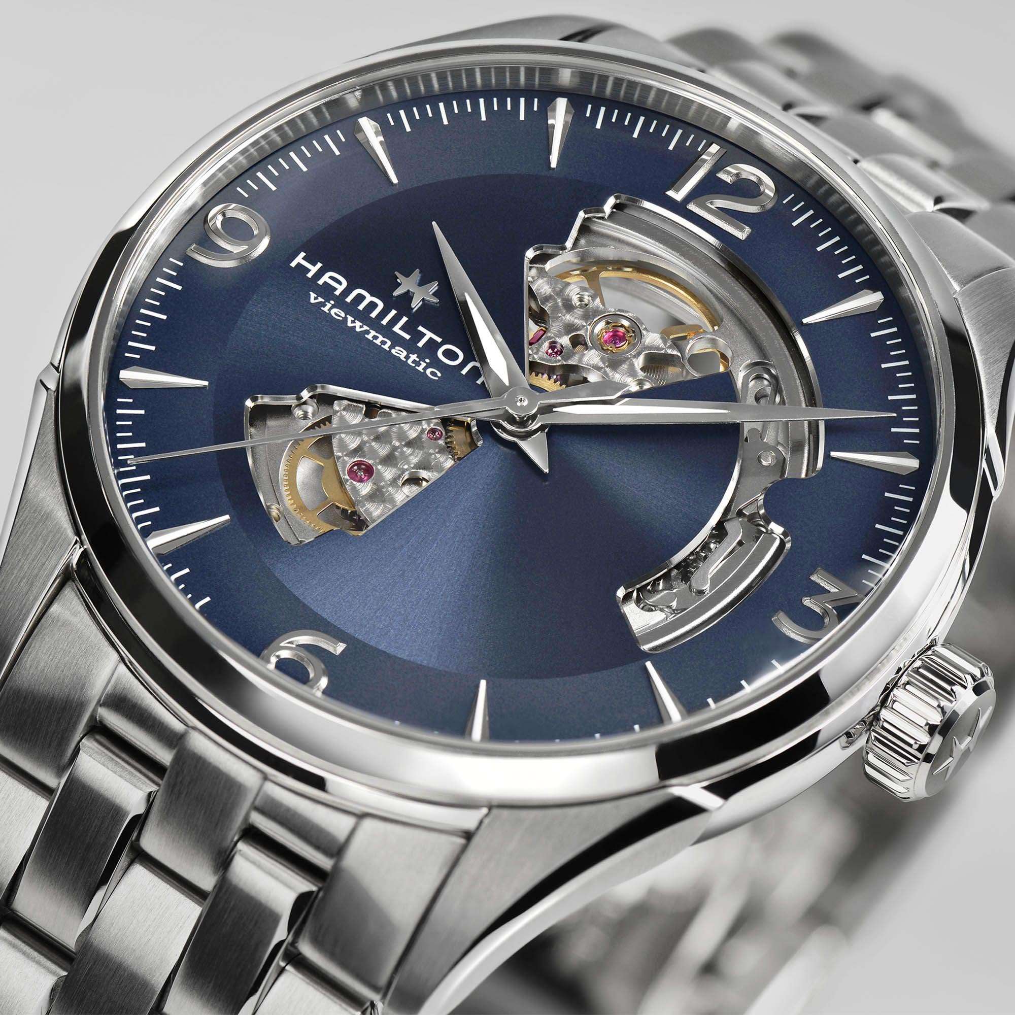Hamilton Jazzmaster Viewmatic Open Heart Automatic Blue Dial Stainless Steel Bracelet Men's Watch H32705141 - Image 4