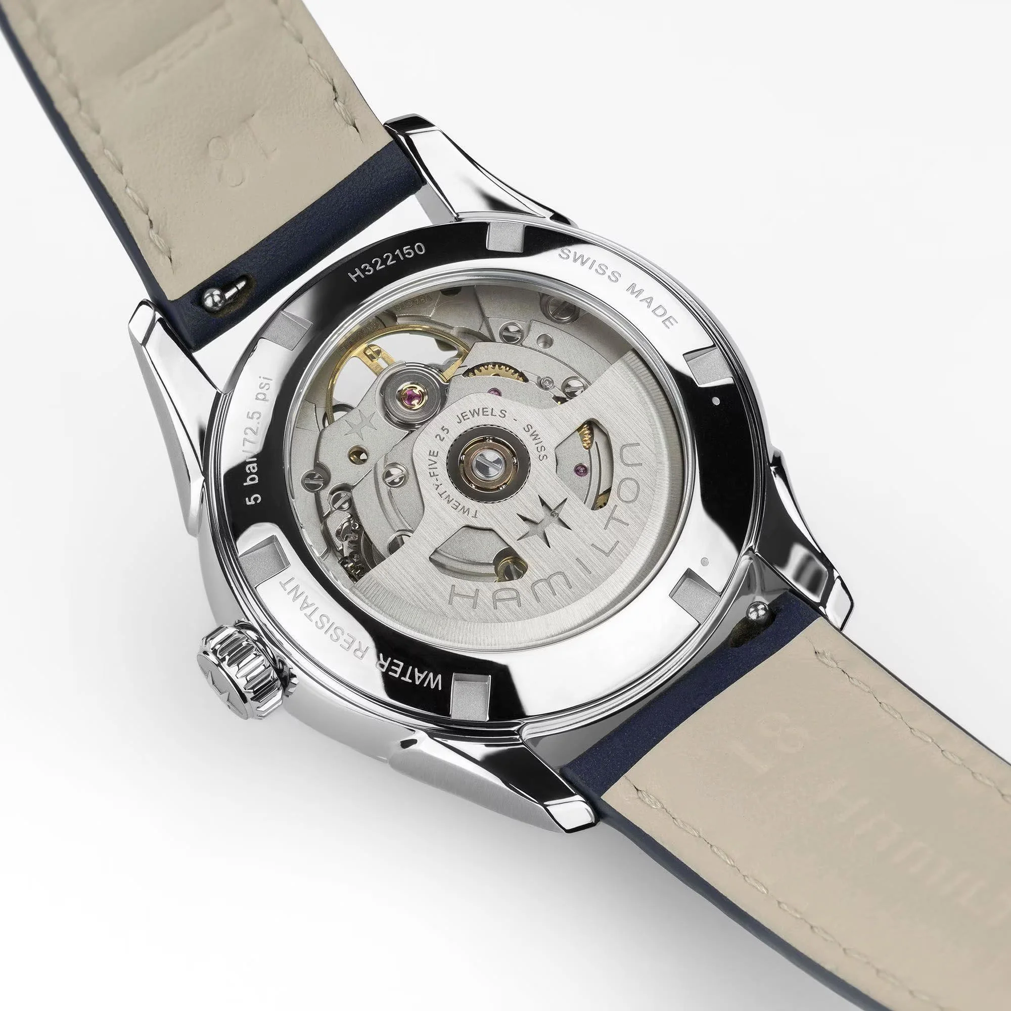 Hamilton Jazzmaster Open Heart Auto Lady Blue Dial Leather Strap Unisex Watch H32215642 - Image 14