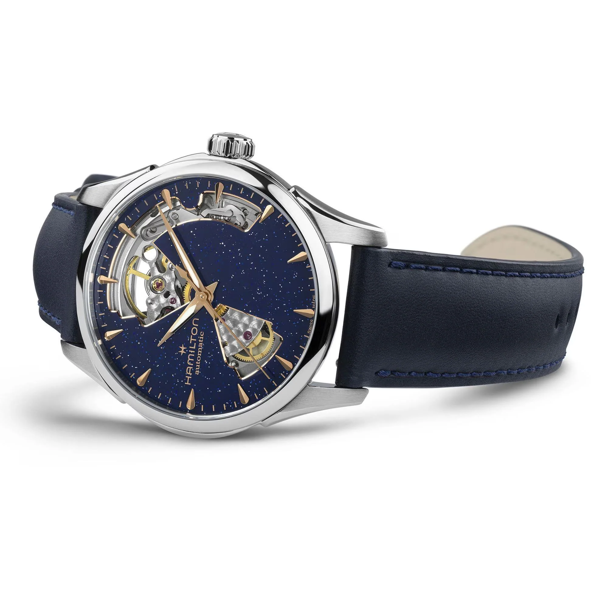 Hamilton Jazzmaster Open Heart Auto Lady Blue Dial Leather Strap Unisex Watch H32215642 - Image 4