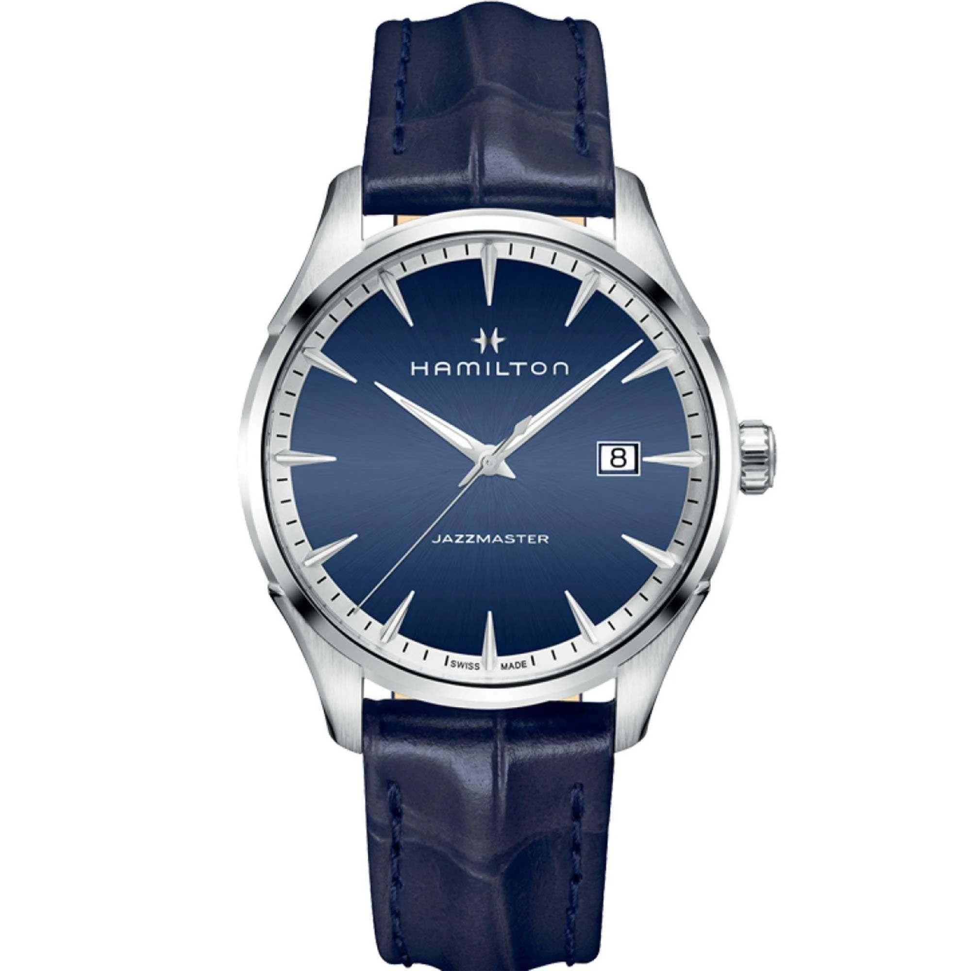 Hamilton Jazzmaster Quartz Blue Dial Blue Leather Strap Men's Watch H32451641 - Image 5