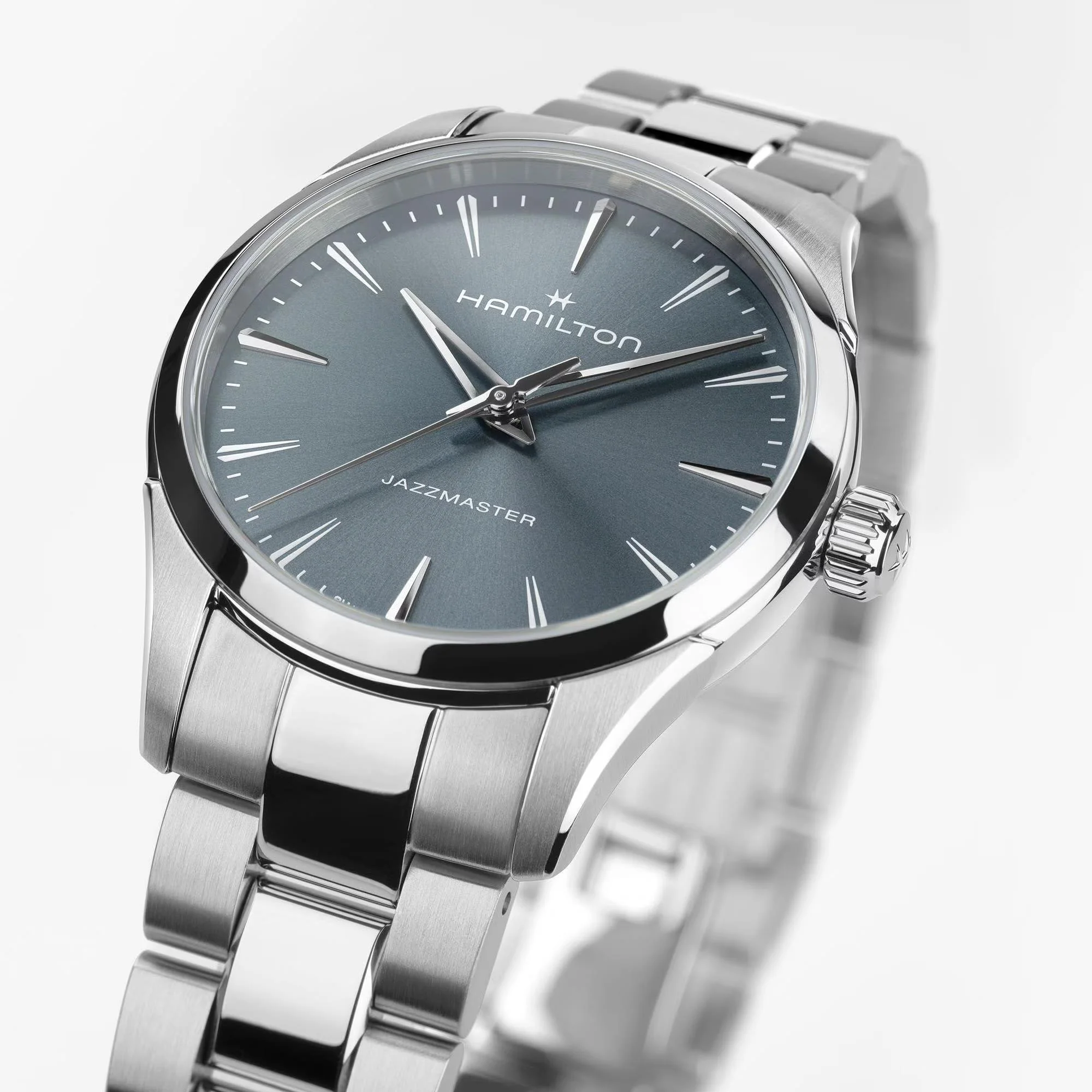 Hamilton Jazzmaster Quartz Blue Dial Steel Strap Unisex Watch H32301141 - Image 5