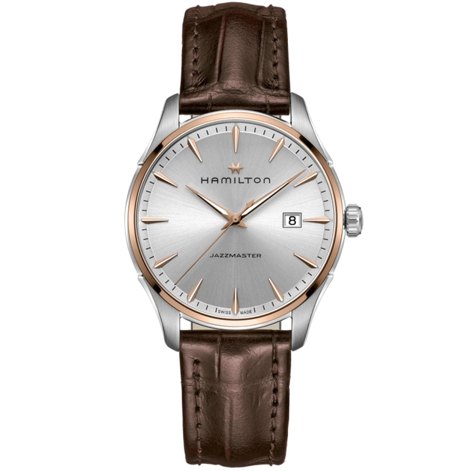 Hamilton Jazzmaster Quartz Silver Dial Brown Leather Strap Men's Watch H32441551