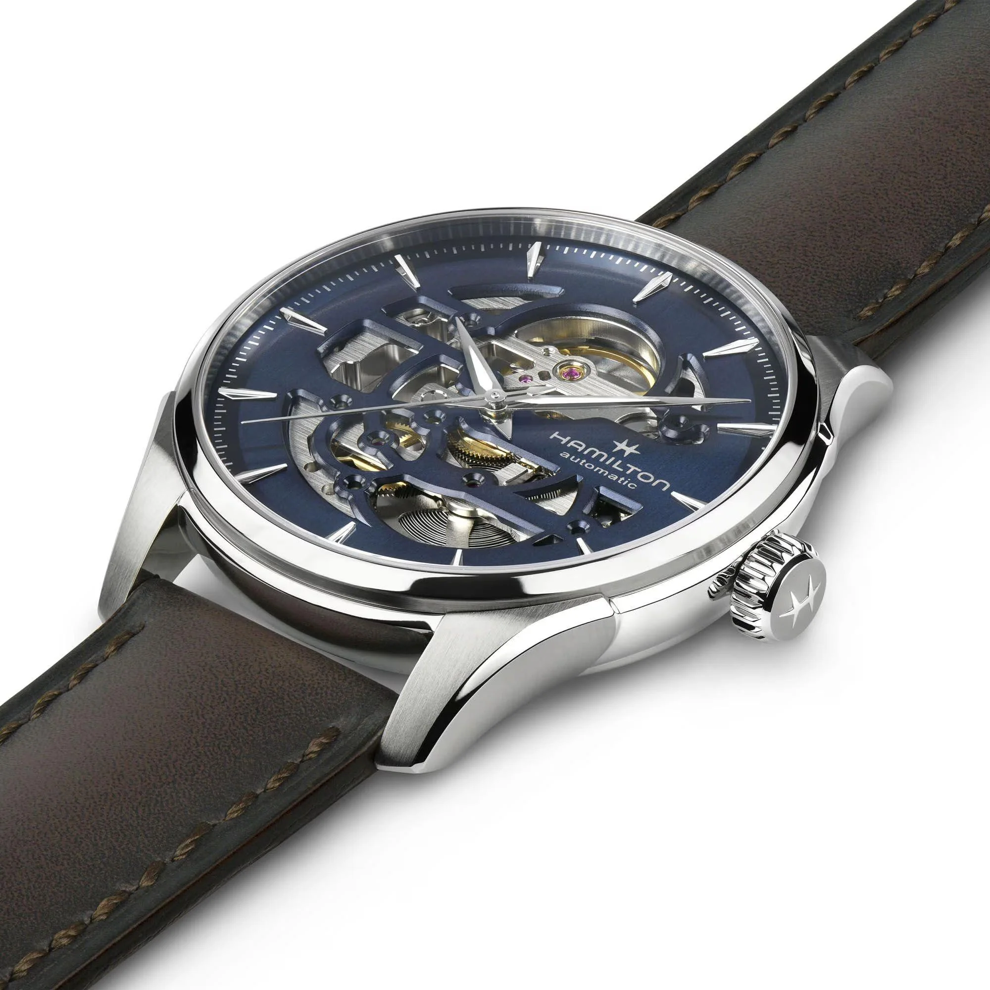 Hamilton Jazzmaster Skeleton Automatic Blue Dial Leather Strap Men's Watch H42535541 - Image 3