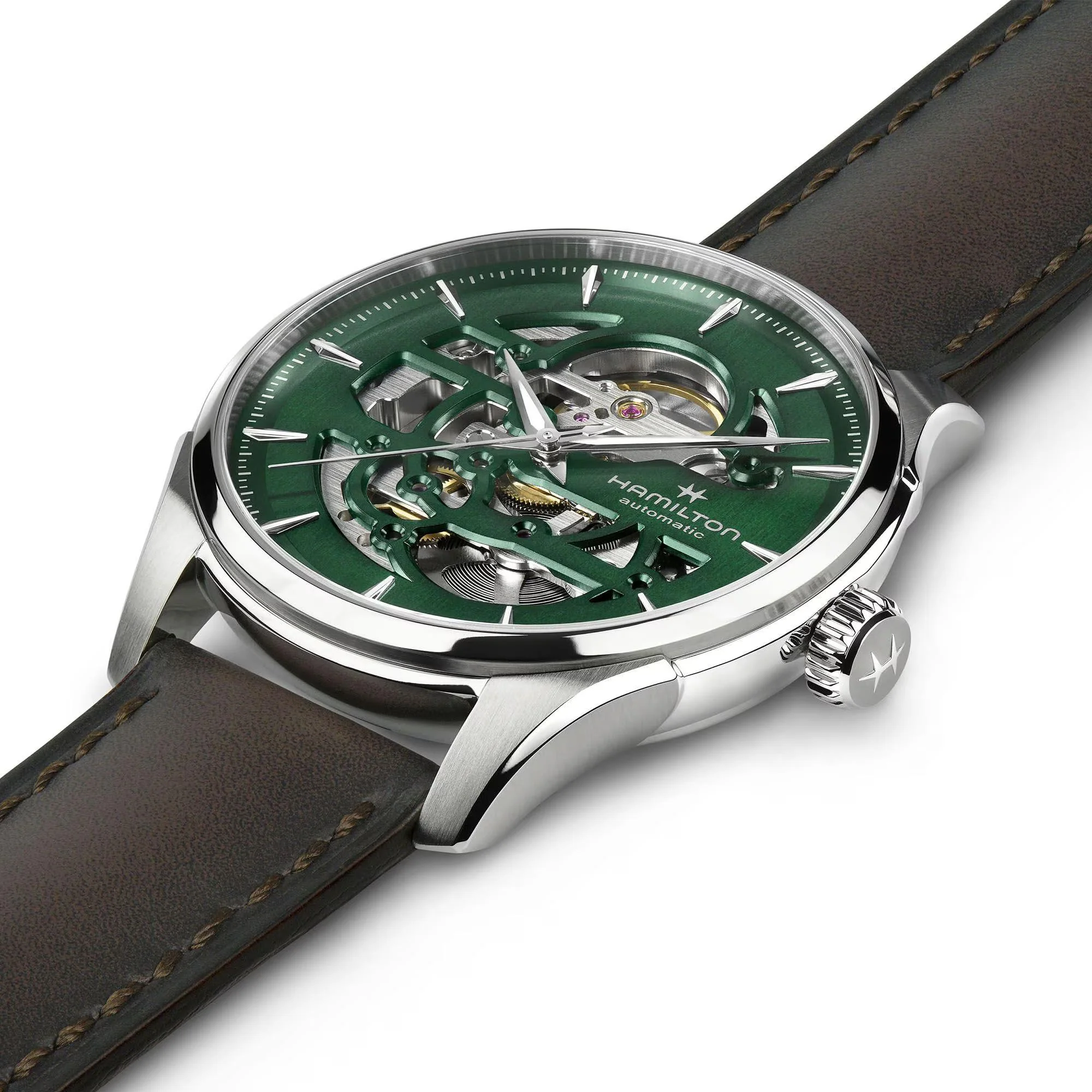 Hamilton Jazzmaster Skeleton Automatic Green Dial Leather Strap Men's Watch H42535560 - Image 3