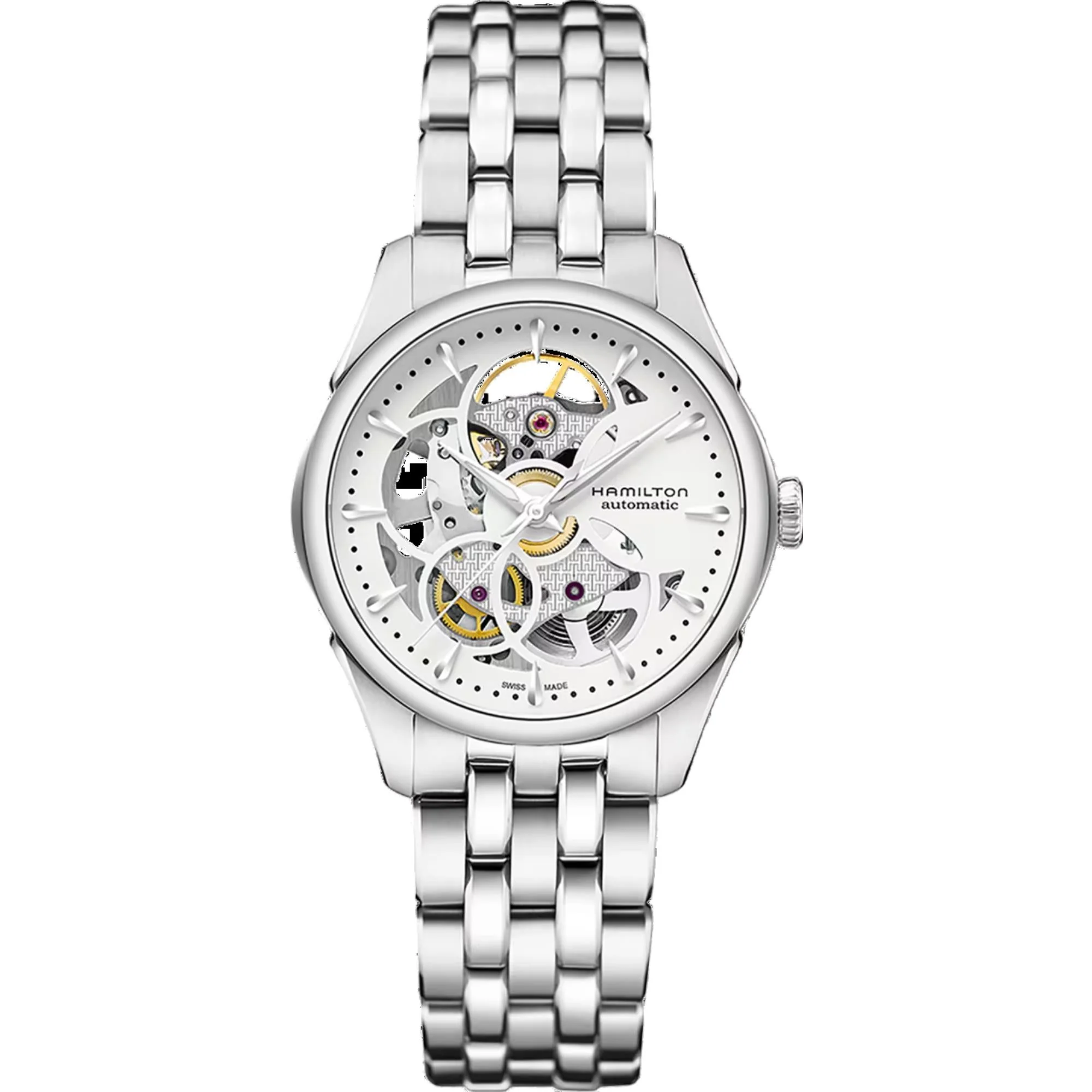 Hamilton Jazzmaster Skeleton Automatic White Dial Steel Strap Women's Watch H32405111 - Image 2