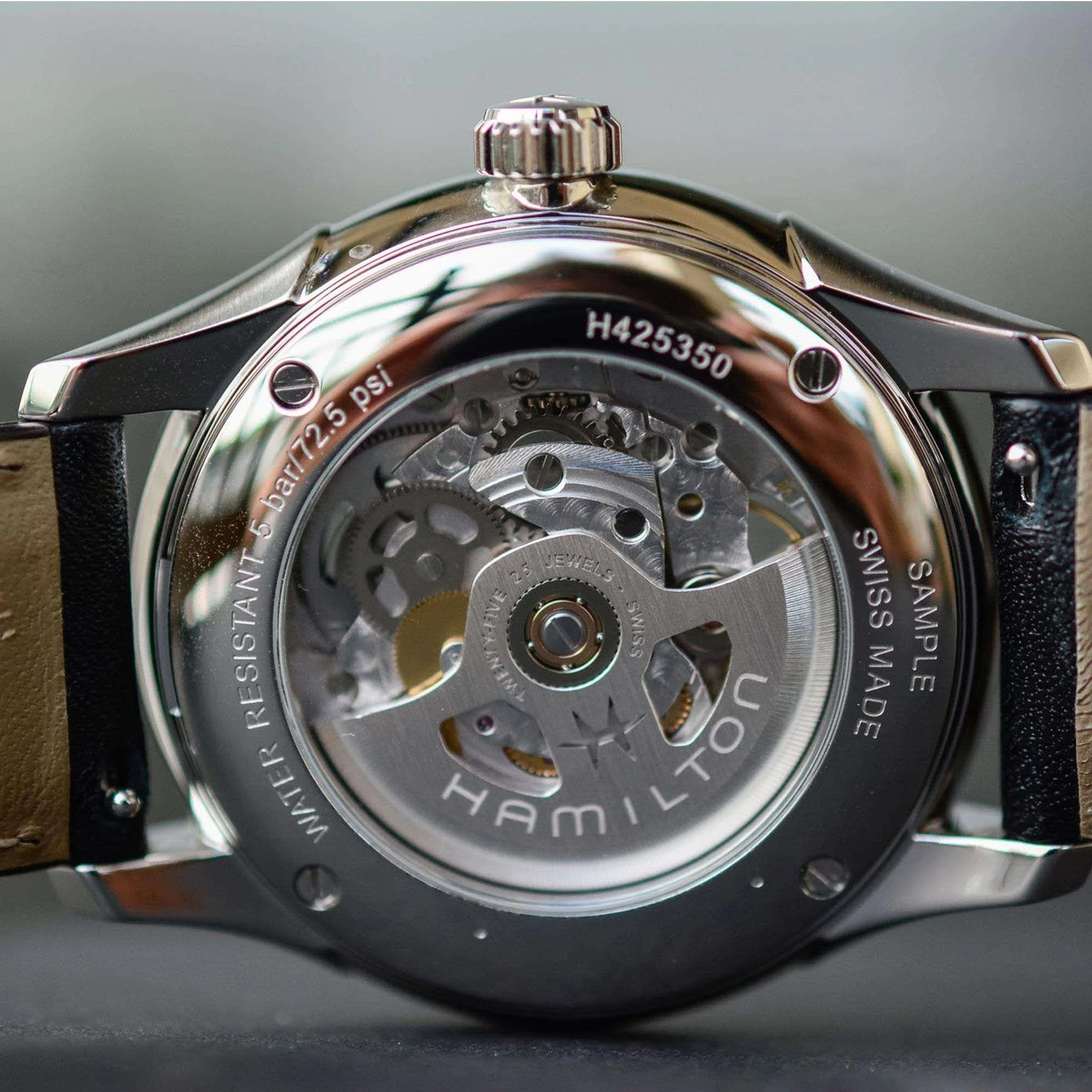 Hamilton Jazzmaster Automatic Black Skeleton Dial Black Leather Strap Men's Watch H42535780 - Image 8
