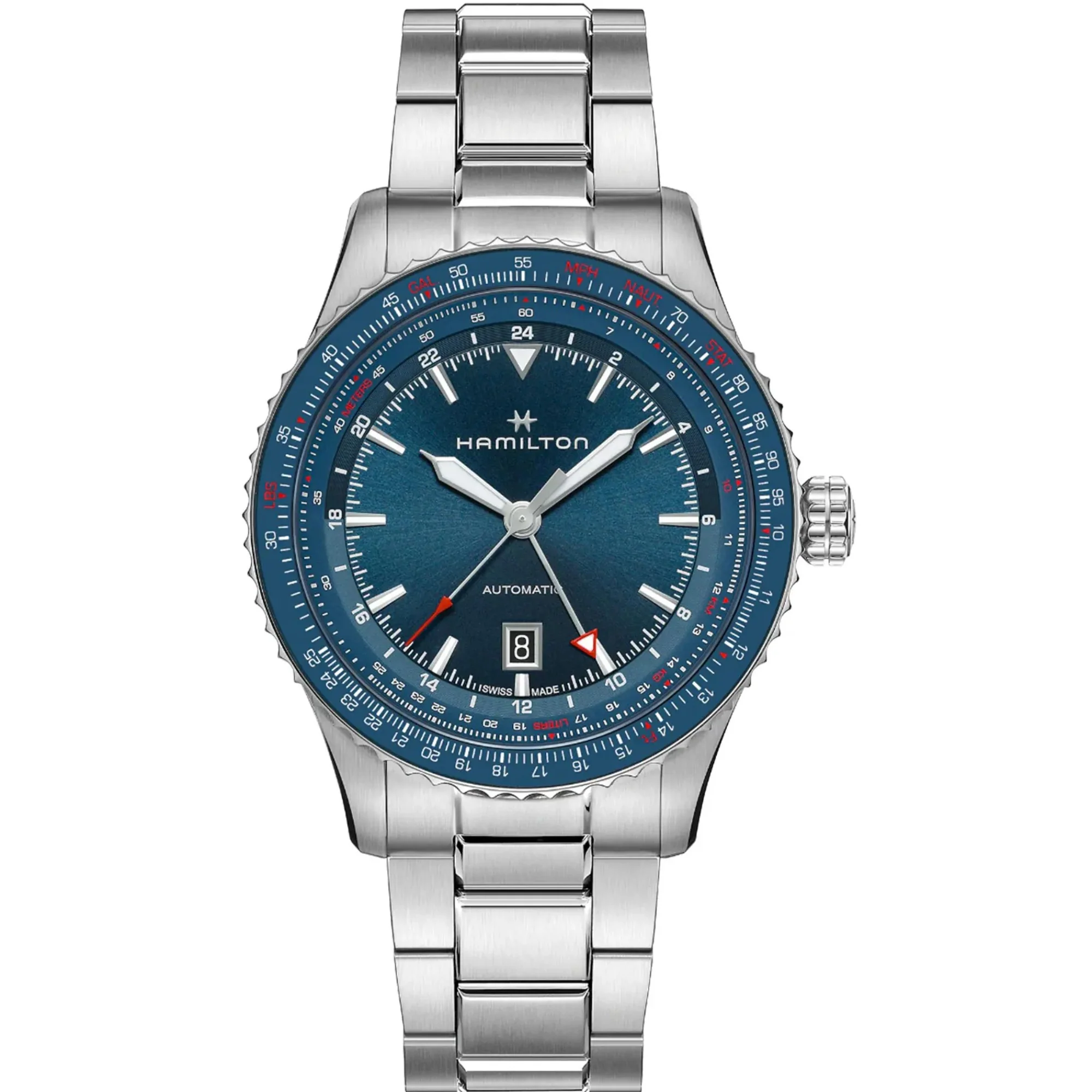 Hamilton Khaki Aviation Converter Automatic GMT Blue Dial Stainless Steel Bracelet Men's Watch H76715140