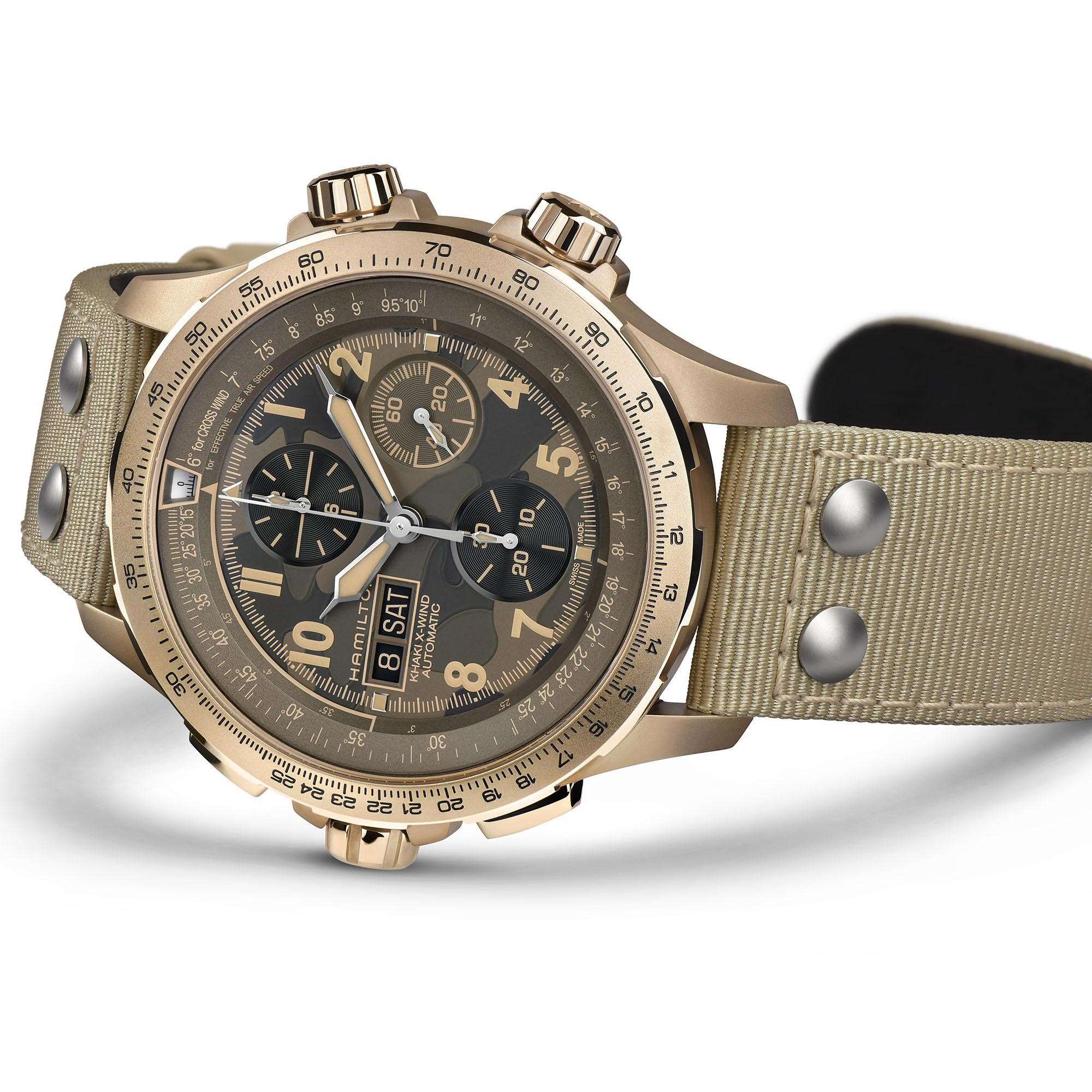 Hamilton Khaki Aviation X-Wind Auto Chrono Brown Dial Textile Bracelet Men’s Watch H77916920 - Image 3