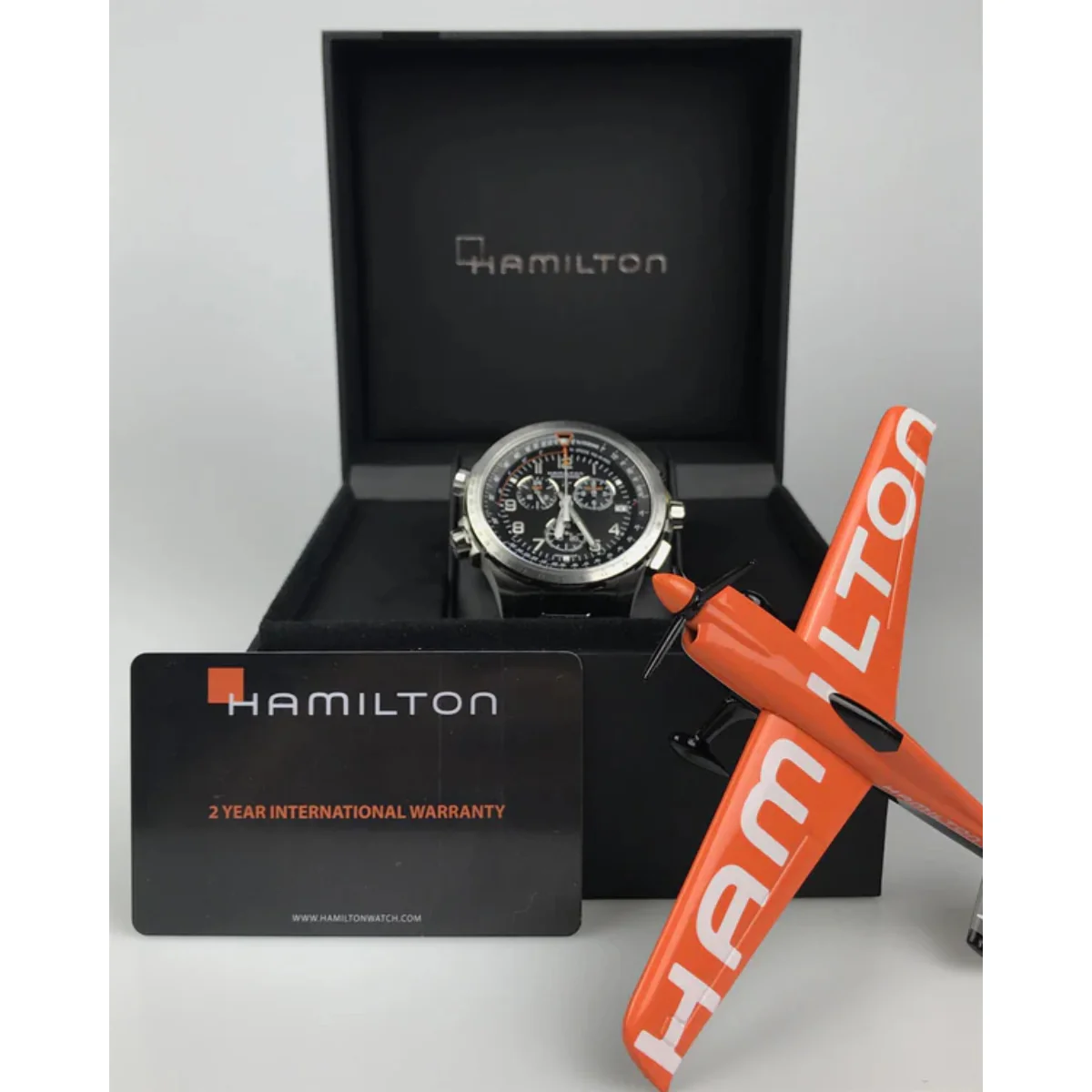 Hamilton Khaki Aviation X-Wind GMT Chrono Quartz Black Dial Steel Strap Men's Watch H77912135 - Image 7