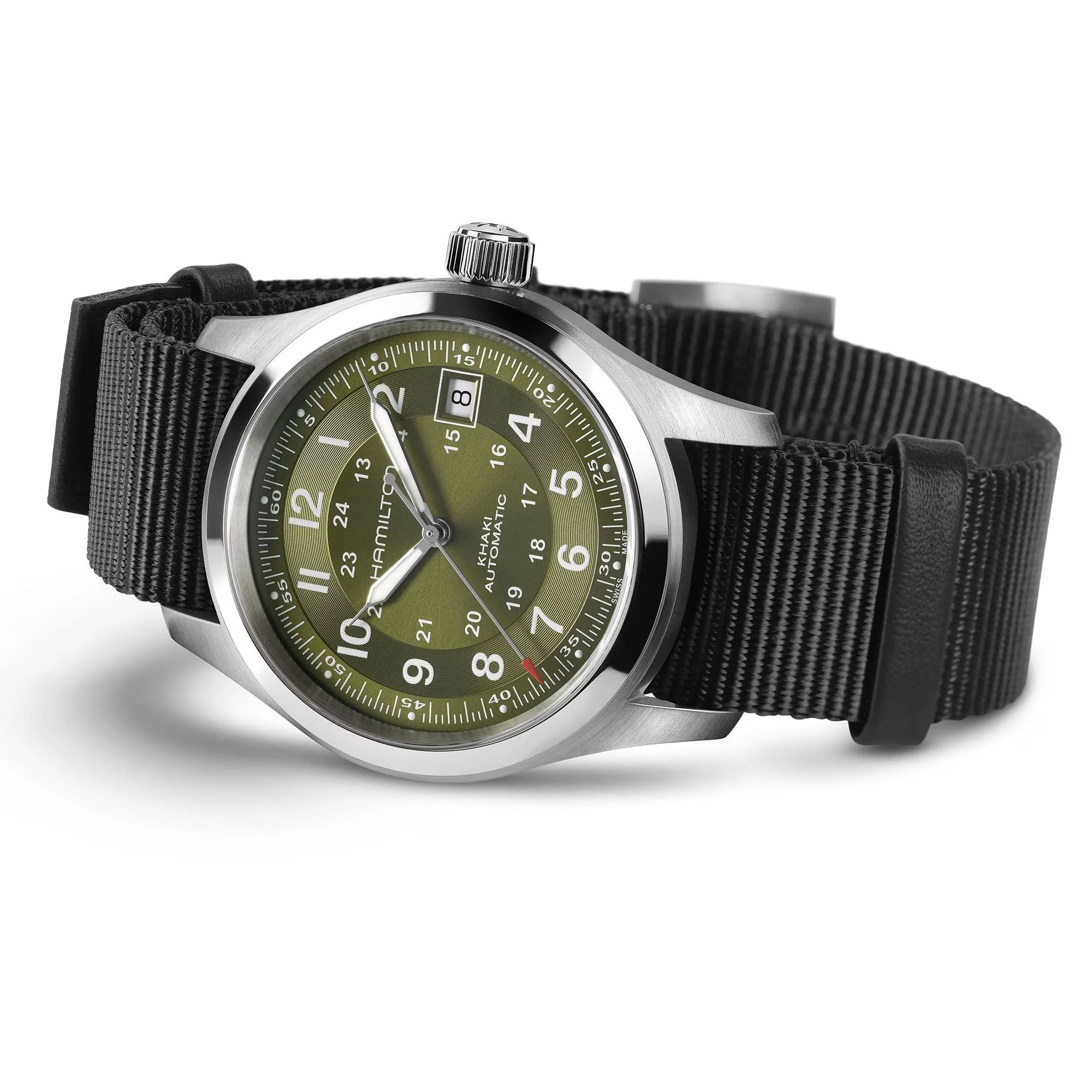 Hamilton Khaki Field Automatic Green Dial NATO Strap Unisex Watch H70455960 - Image 3
