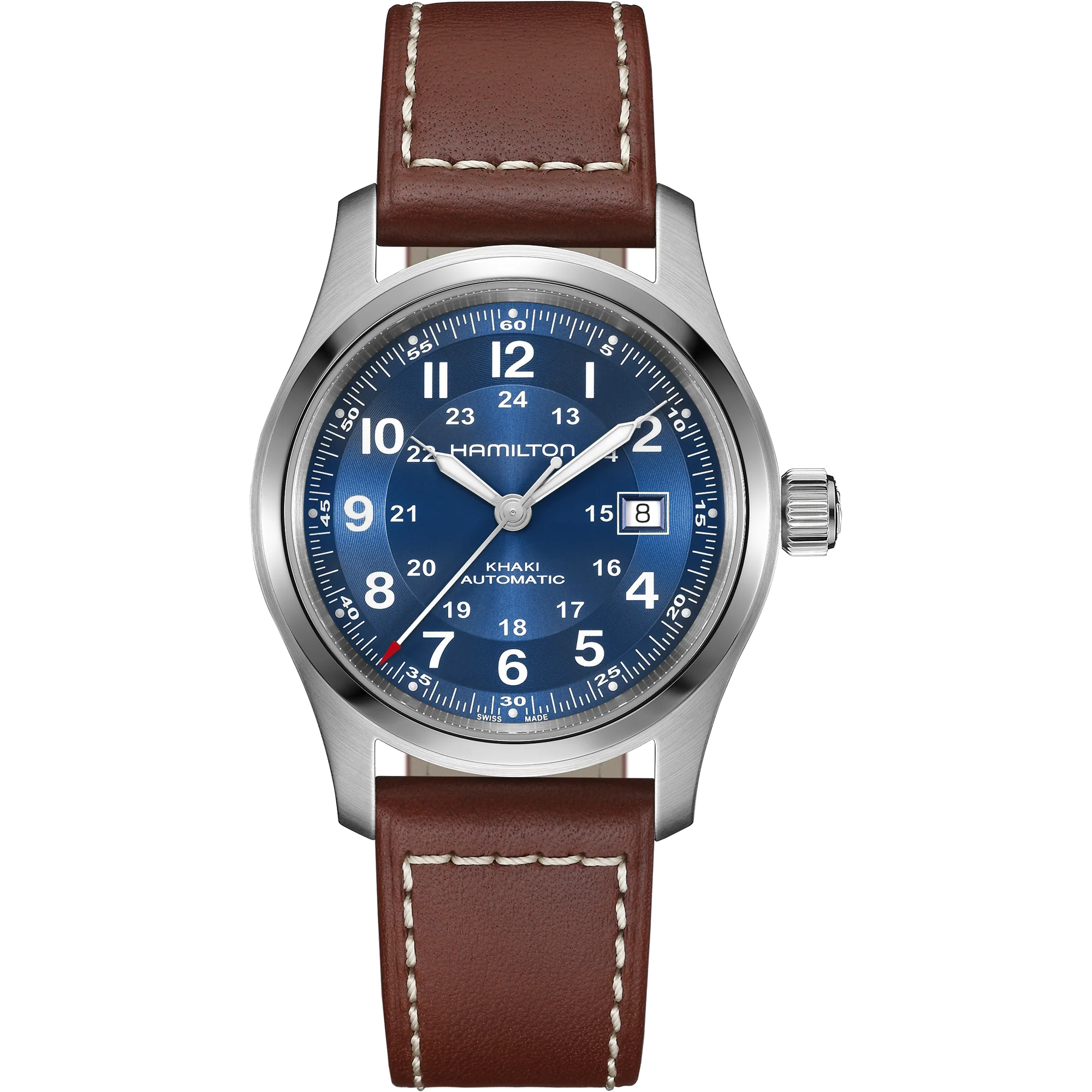 Hamilton Khaki Field Auto Blue Dial Leather Strap Men's Watch H70605540