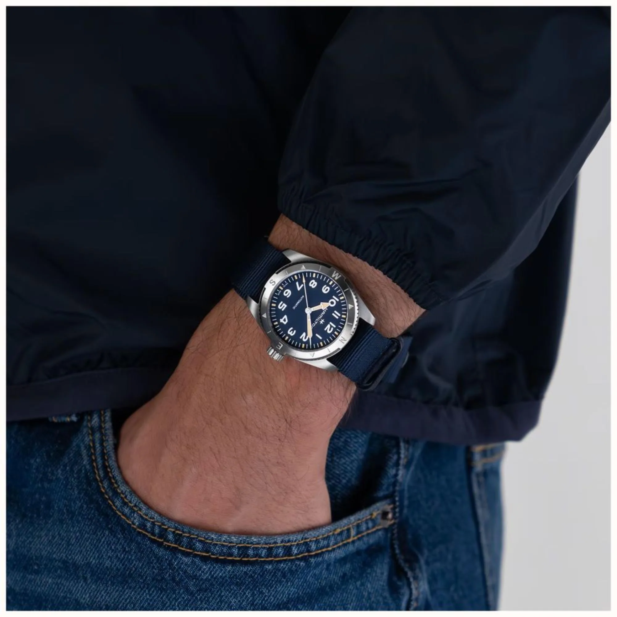 Hamilton Khaki Field Expedition Automatic Blue Dial Blue NATO Strap Unisex Watch H70225940 - Image 2