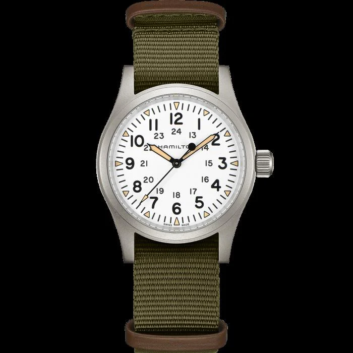 Hamilton Khaki Field Mechanical White Dial NATO Strap Men's Watch H69439411 - Image 5