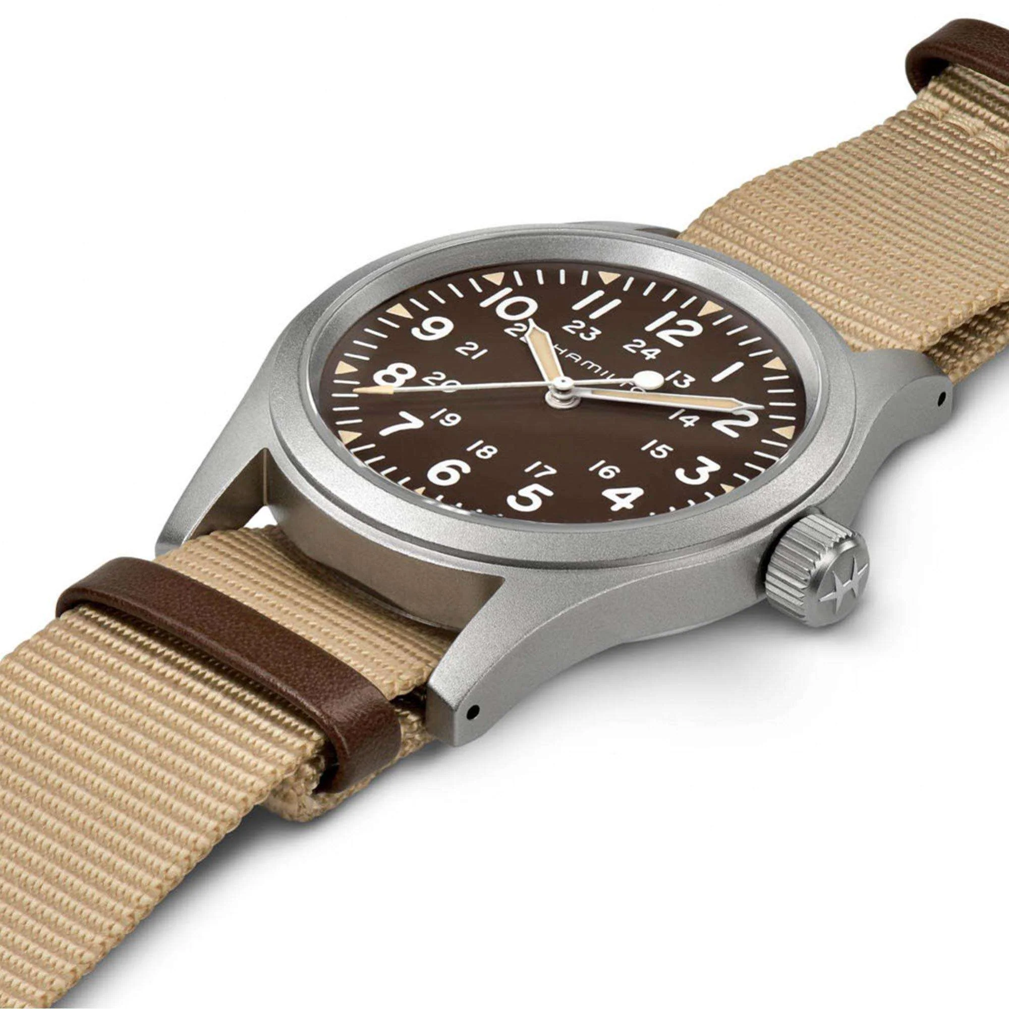 Hamilton Khaki Field 1960s Recreation Mechanical Brown Dial Canvas Strap Men's Watch H69439901 - Image 2