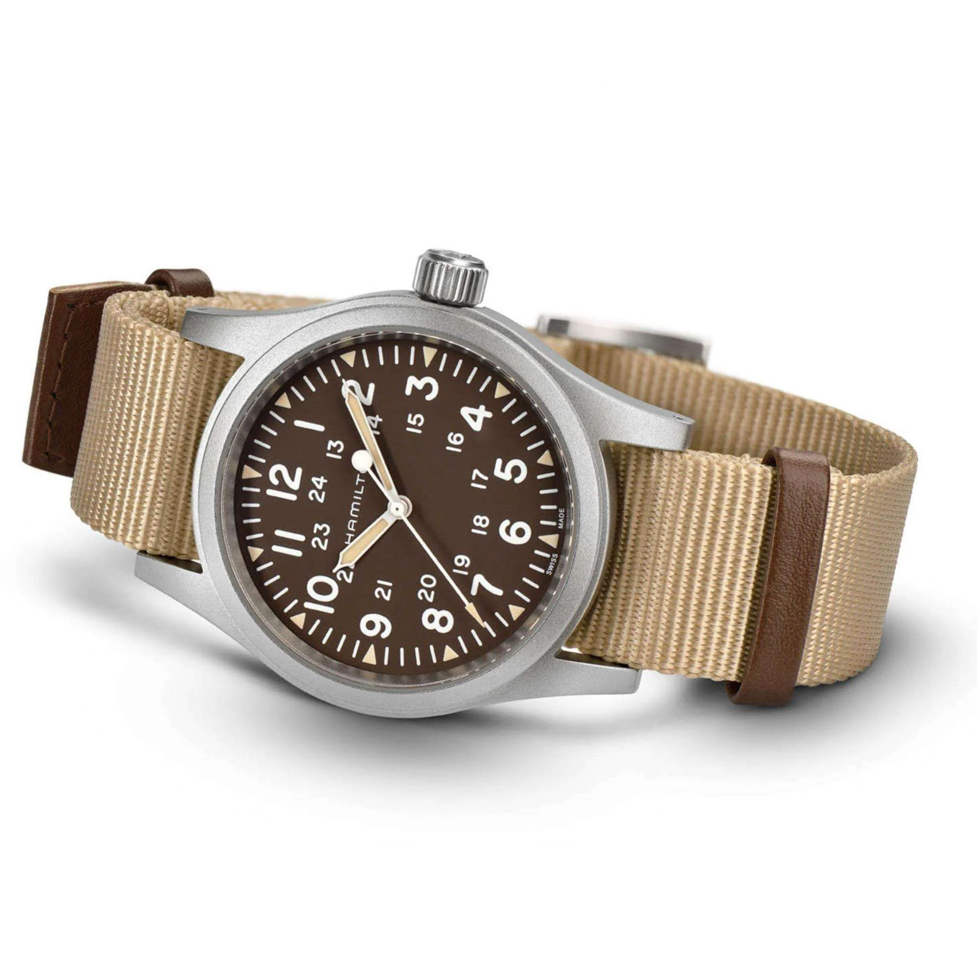 Hamilton Khaki Field 1960s Recreation Mechanical Brown Dial Canvas Strap Men's Watch H69439901 - Image 3