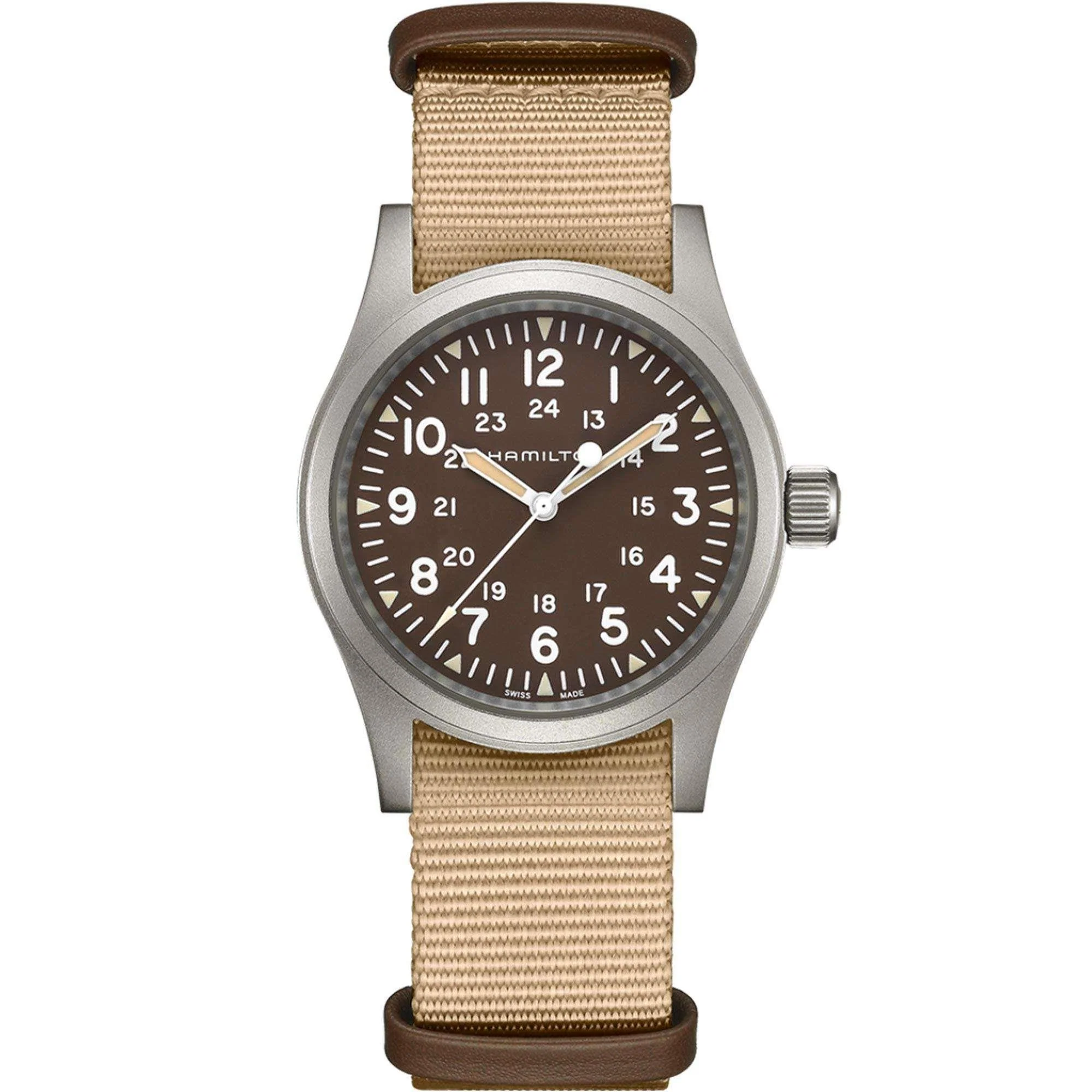 Hamilton Khaki Field 1960s Recreation Mechanical Brown Dial Canvas Strap Men's Watch H69439901 - Image 7