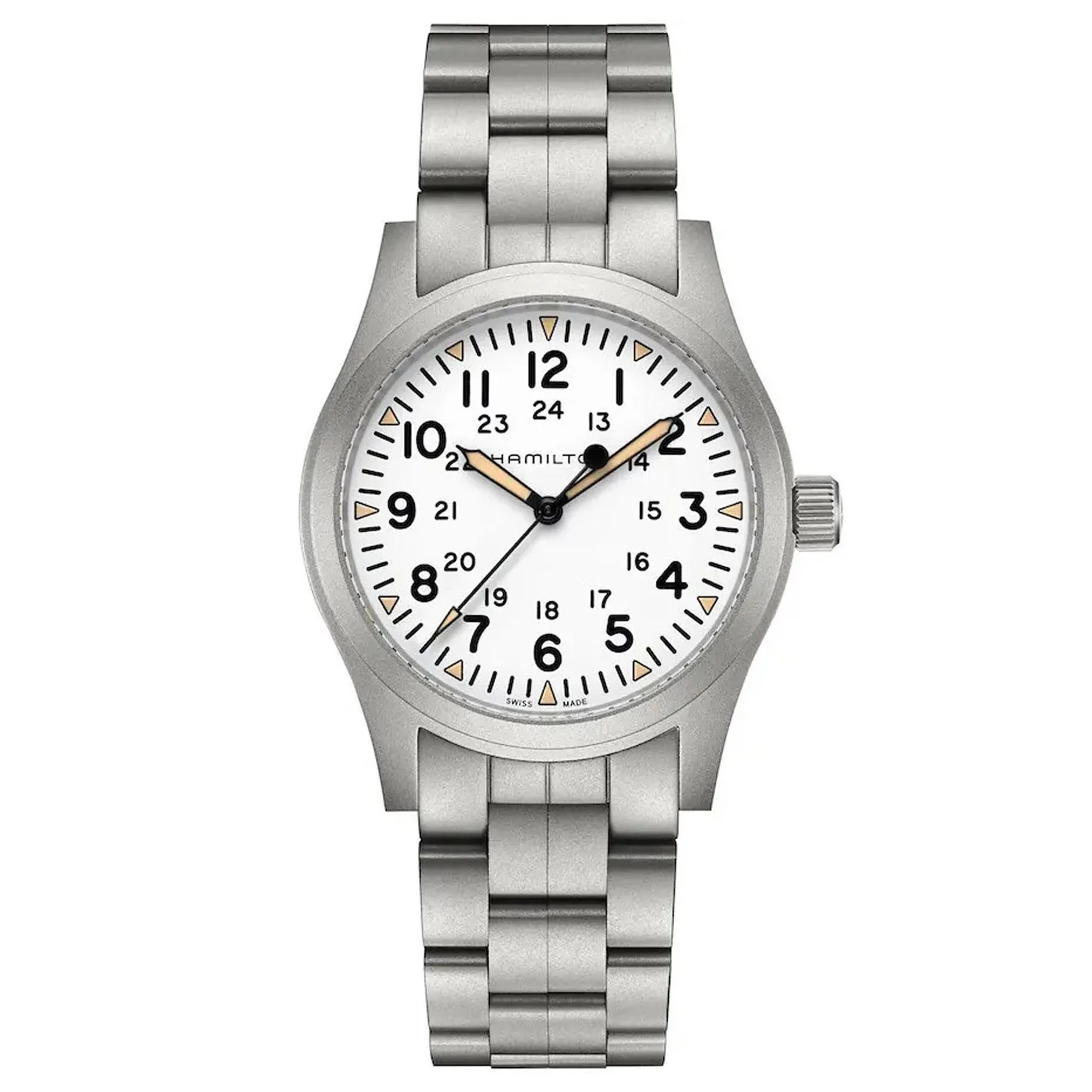 Hamilton Khaki Field Mechanical White Dial Stainless Steel Bracelet Men's Watch H69529113 - Image 4