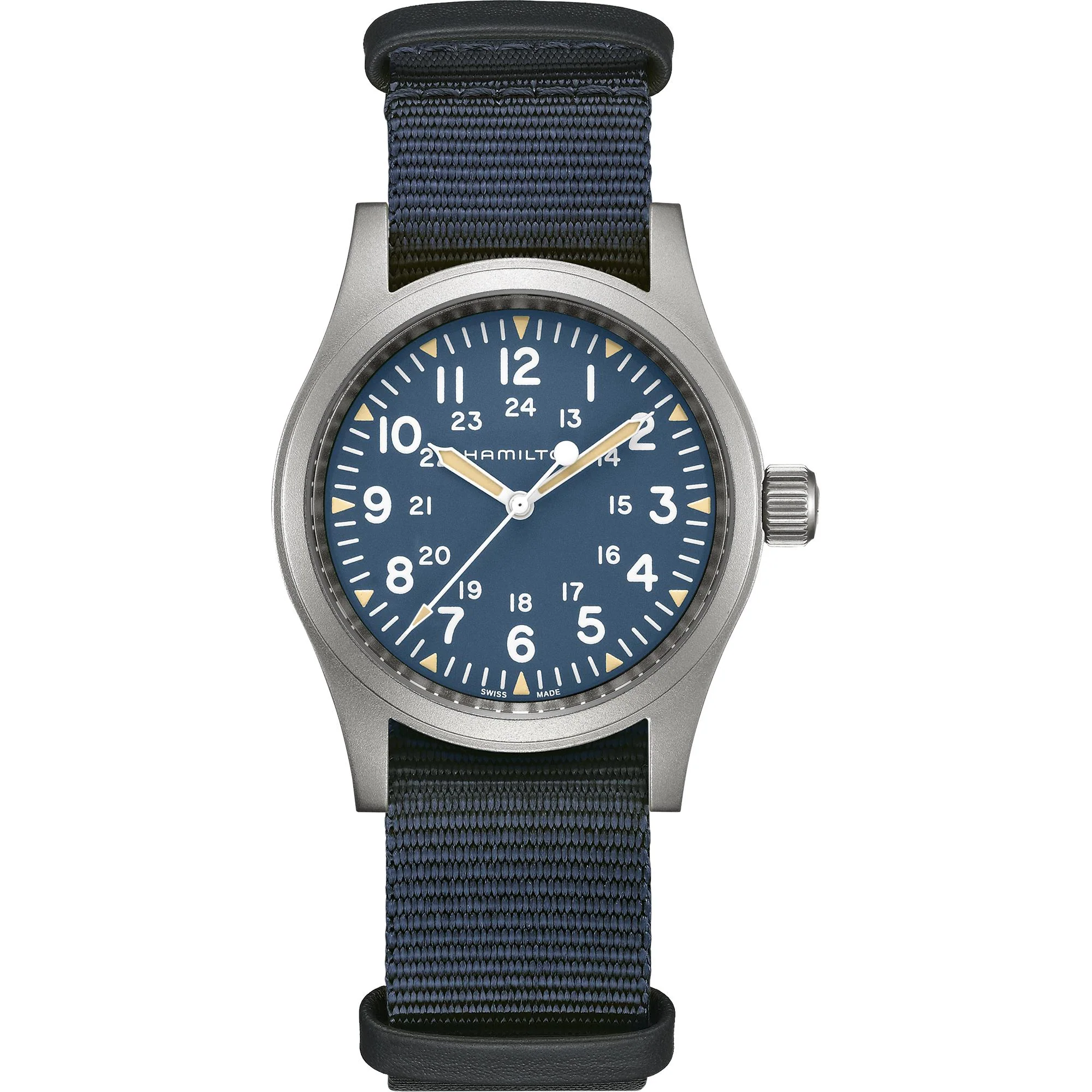 Hamilton Khaki Field Mechanical Blue Dial NATO Strap Unisex Watch H69439940
