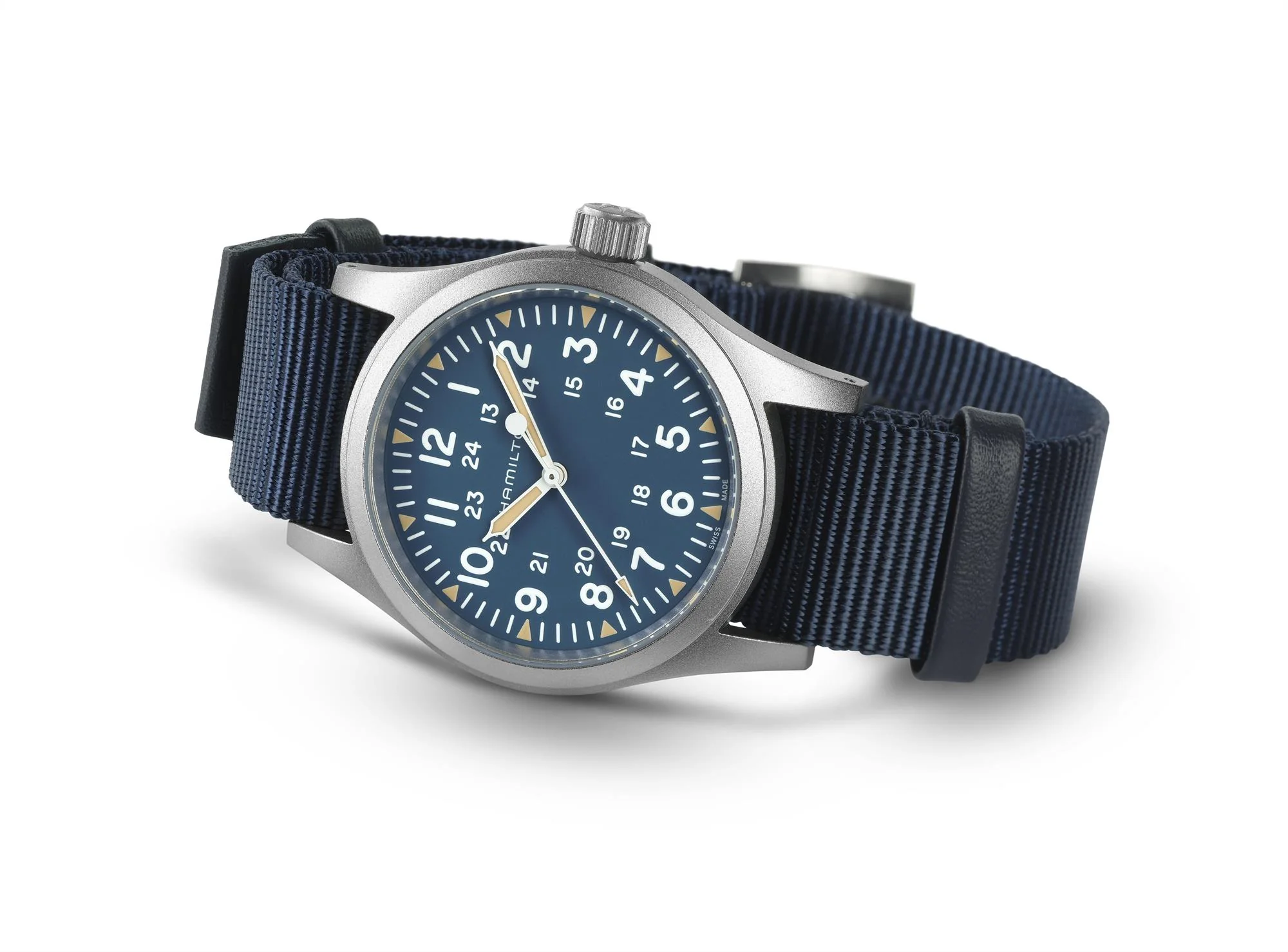 Hamilton Khaki Field Mechanical Blue Dial NATO Strap Unisex Watch H69439940 - Image 4