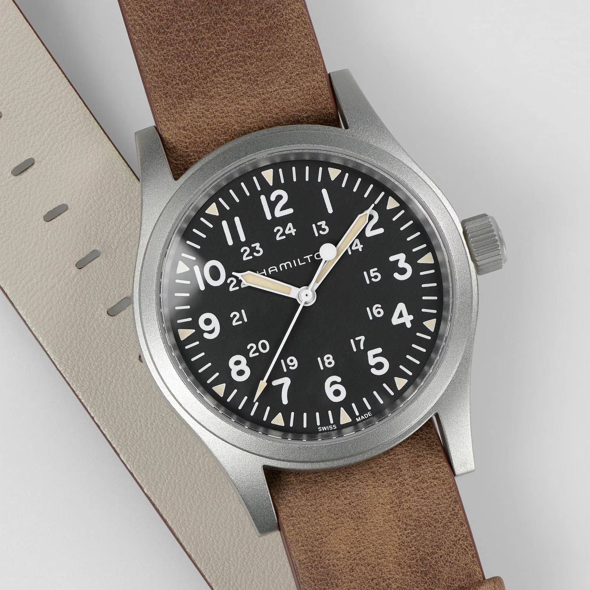 Hamilton Khaki Field Mechanical Black Dial Leather Strap Men’s Watch H69439531 - Image 4