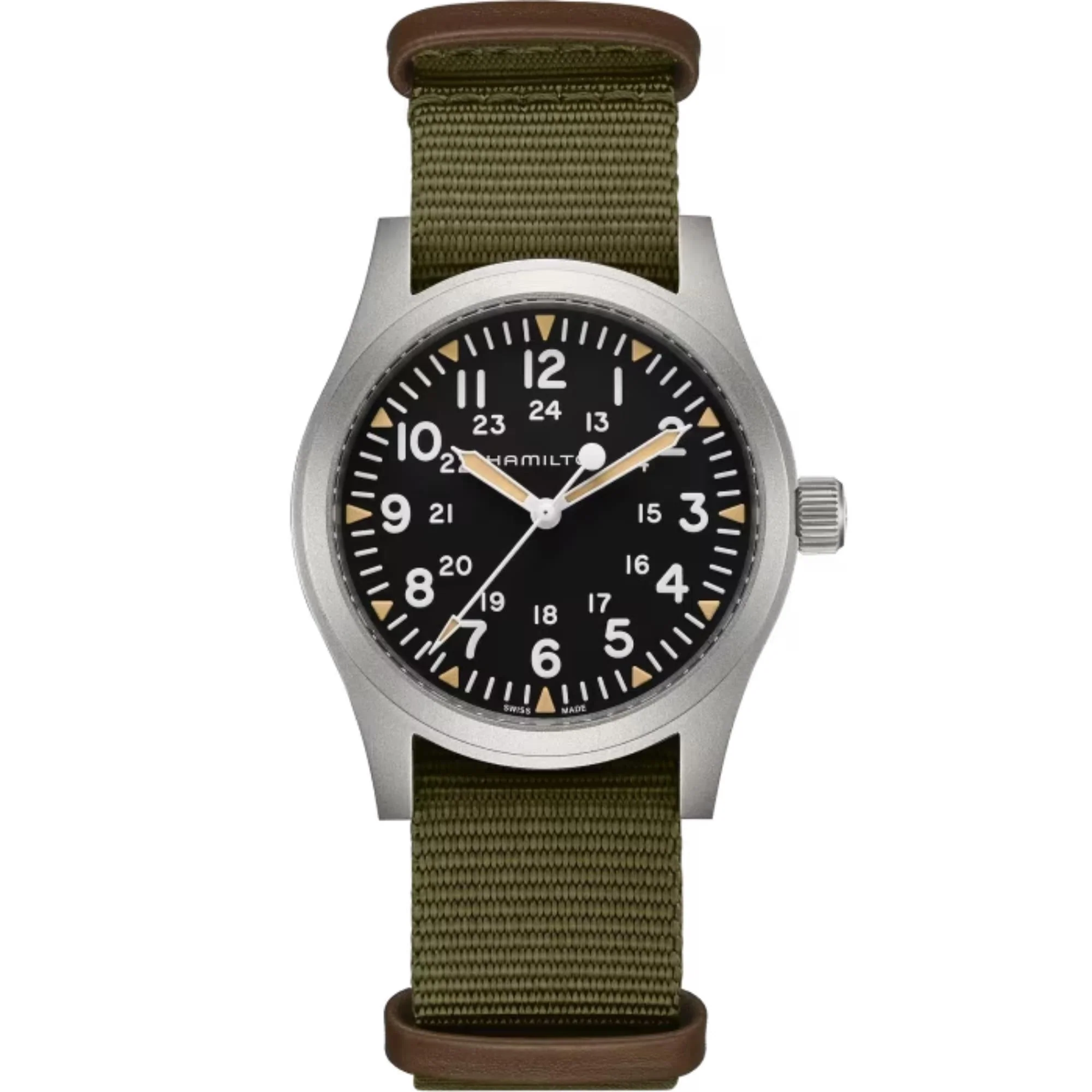 Hamilton Khaki Field Mechanical Black Dial Green NATO Strap Men's Watch H69529933 - Image 5