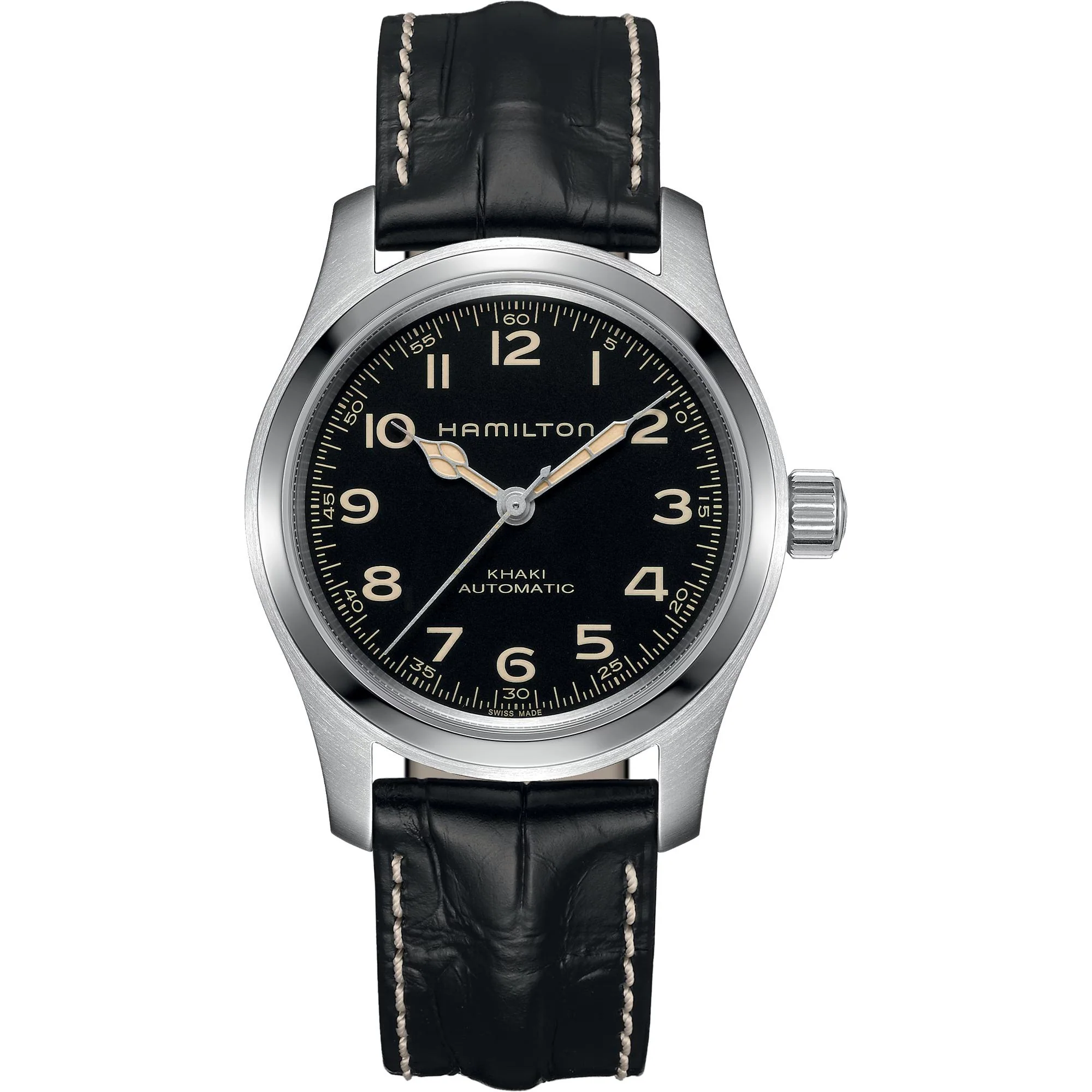 Hamilton Khaki Field Murph Automatic Black Dial Black Leather Strap Men's Watch H70605731
