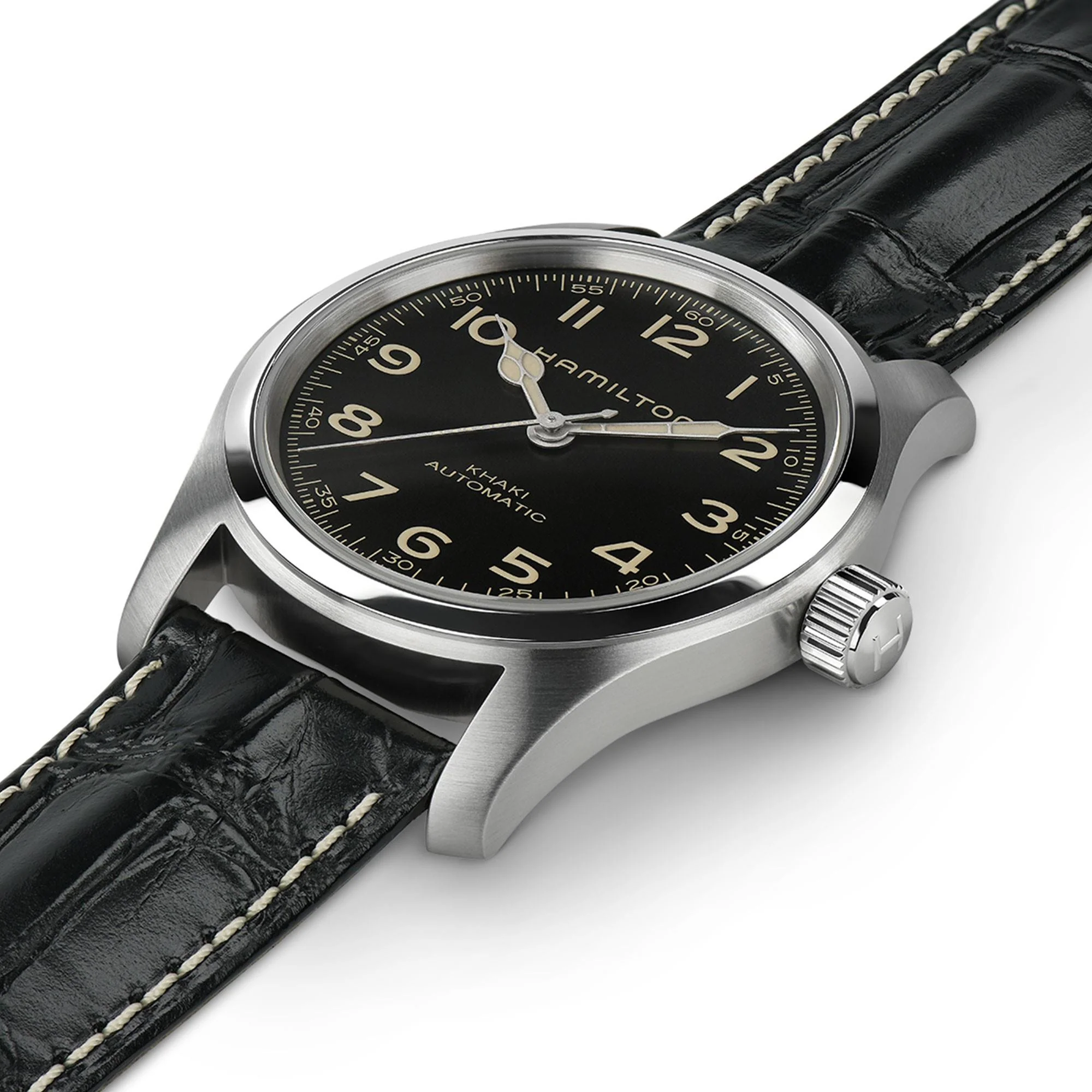 Hamilton Khaki Field Murph Automatic Black Dial Black Leather Strap Men's Watch H70605731 - Image 3