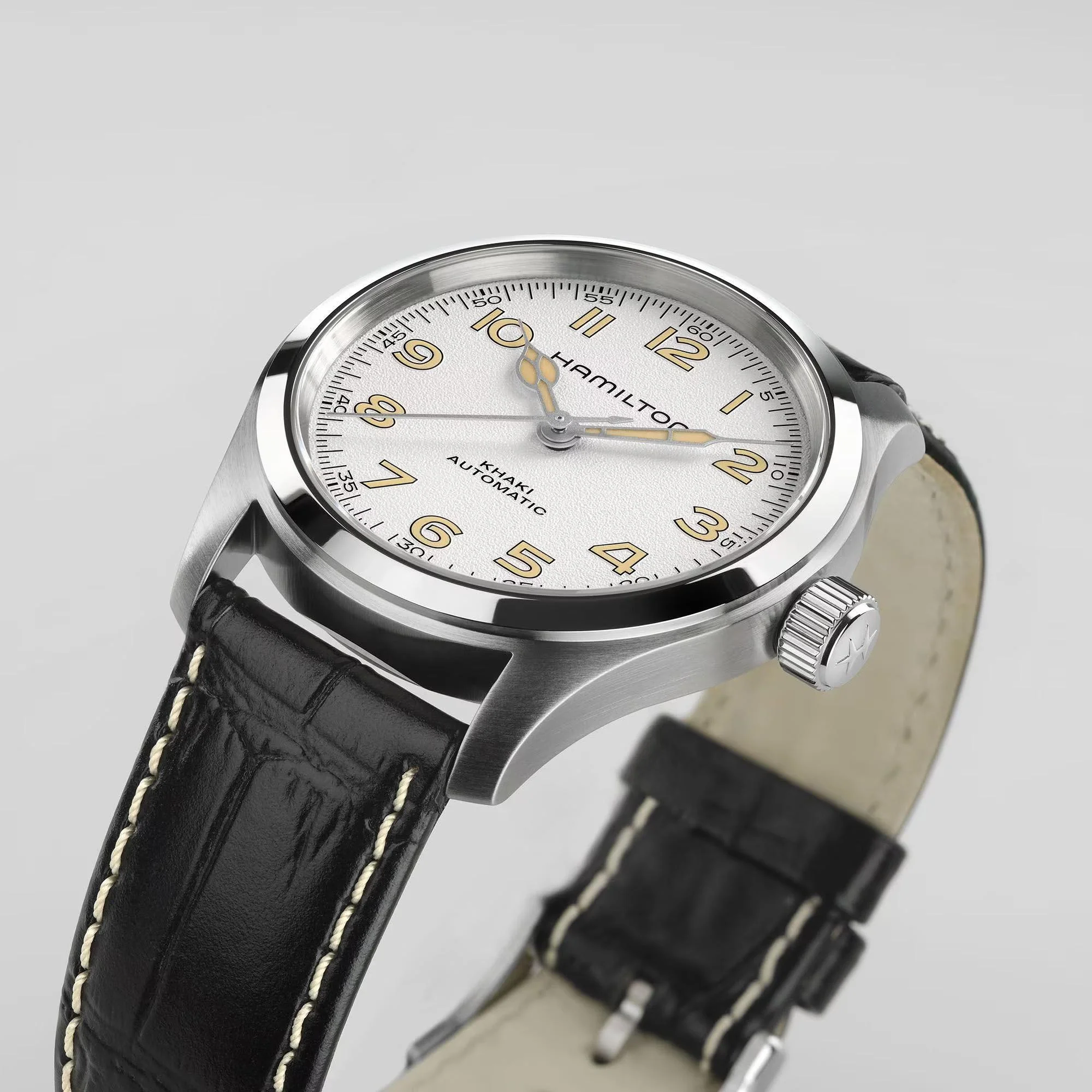 Hamilton Khaki Field Murph Automatic Leather Strap White Dial Menâs Watch H70405710 - Image 6
